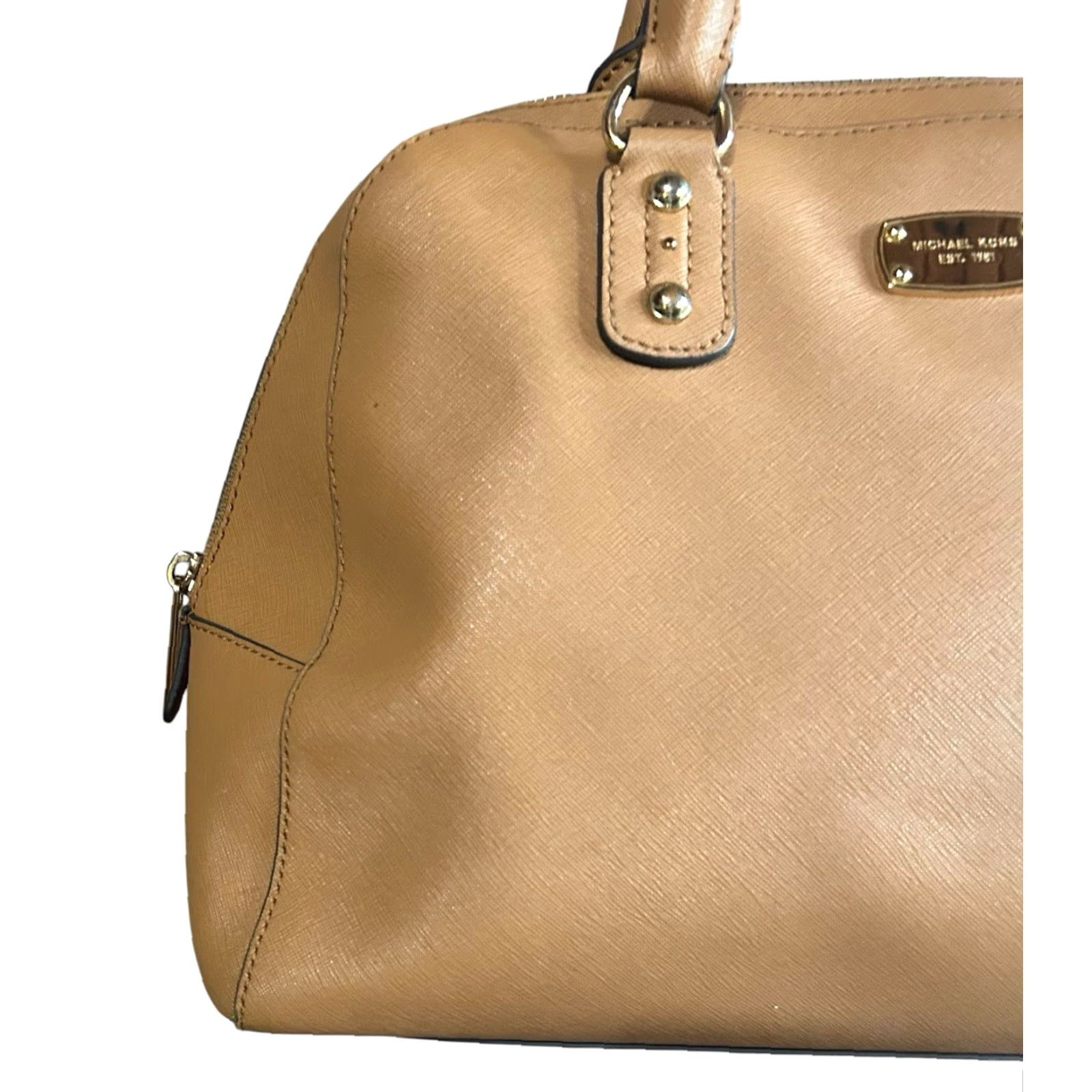 Michael Kors Michael Kors Leather Satchel Bag Brown Saffiano Top Handle Dome Handbag Ladies Medium Brown Leather Satchel Bag Front Markings Inside Stains Size M / US 6-8 / IT 42-44 - 3 Thumbnail