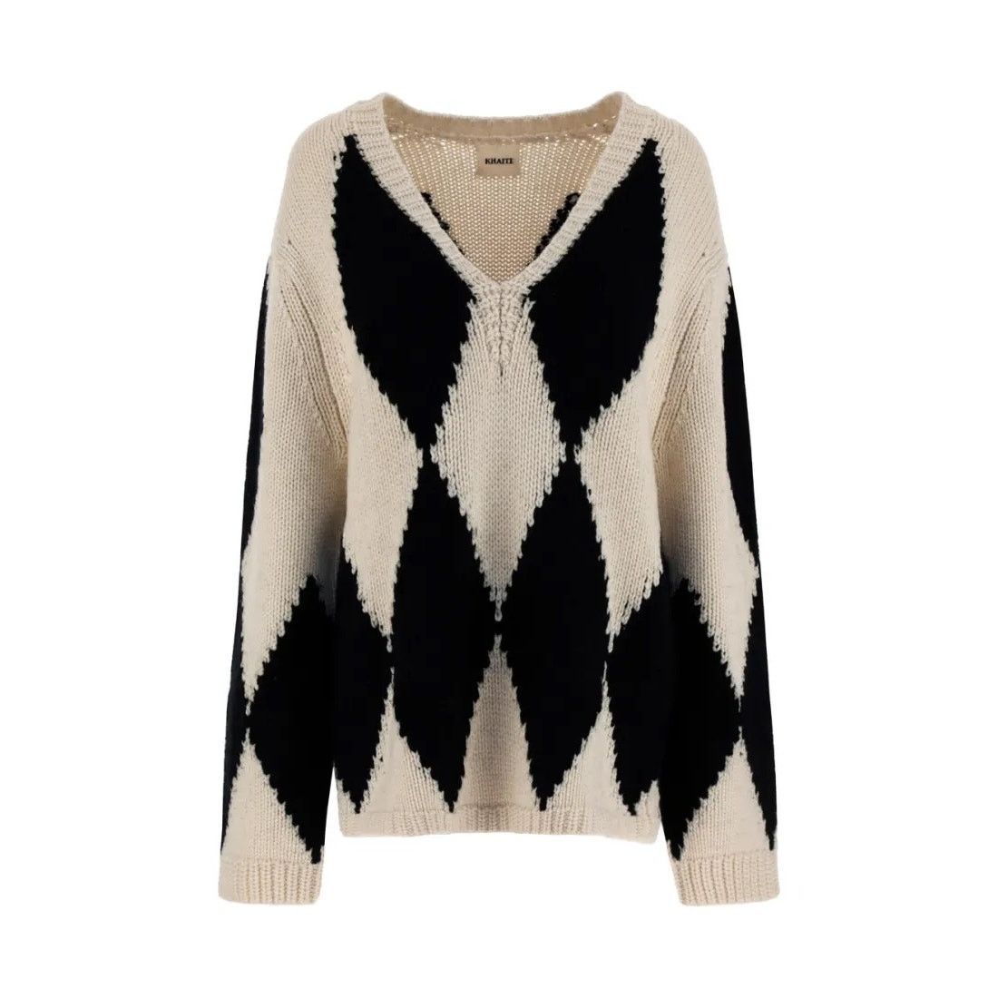KHAITE Khaite Valerie Argyle Cashmere Sweater Deep V-Neck Oversized Size M / US 6-8 / IT 42-44 - 14 Thumbnail