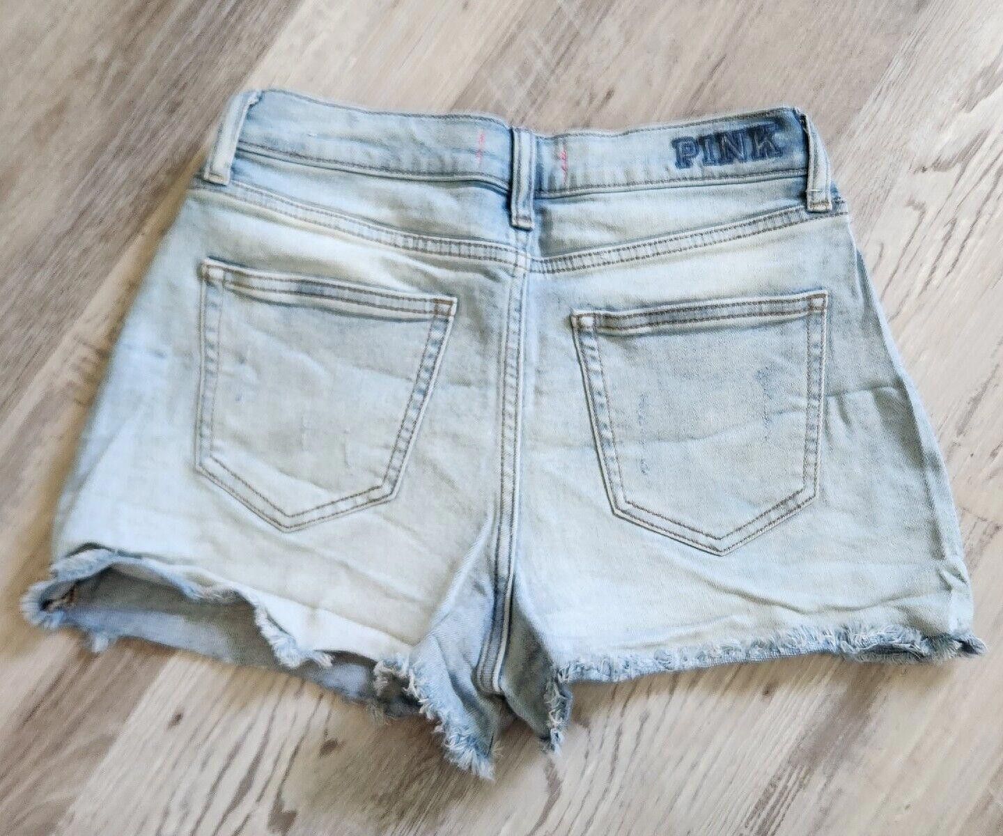 Designer Victoria Secret Jean Shorts Size 6 Cut Off Denim Light Wash Size 28" / US 6 / IT 42 - 2 Thumbnail