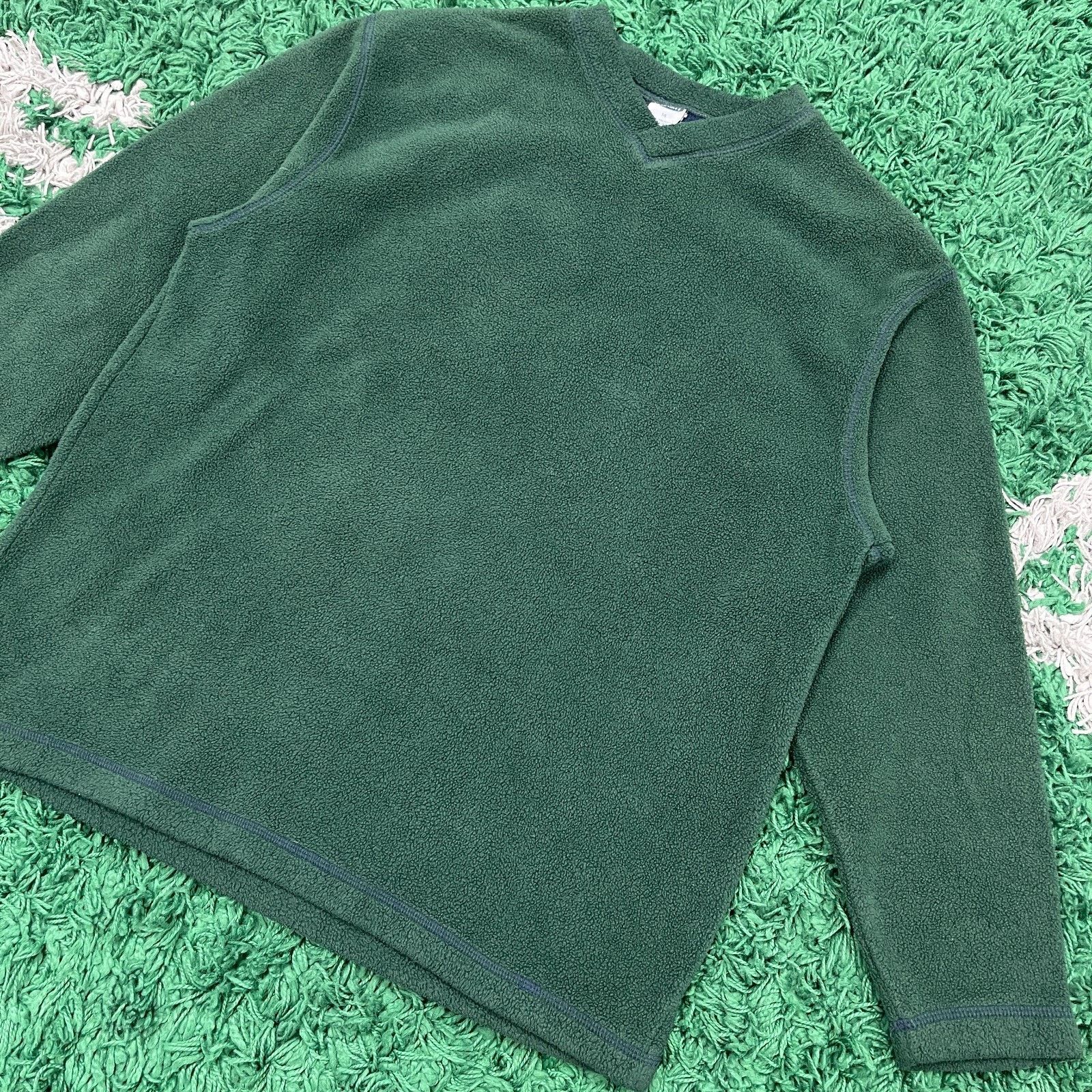 Old Navy Vintage Old Navy Fleece V Neck Green Sweater Pullover Size L / US 10 / IT 46 - 3 Thumbnail