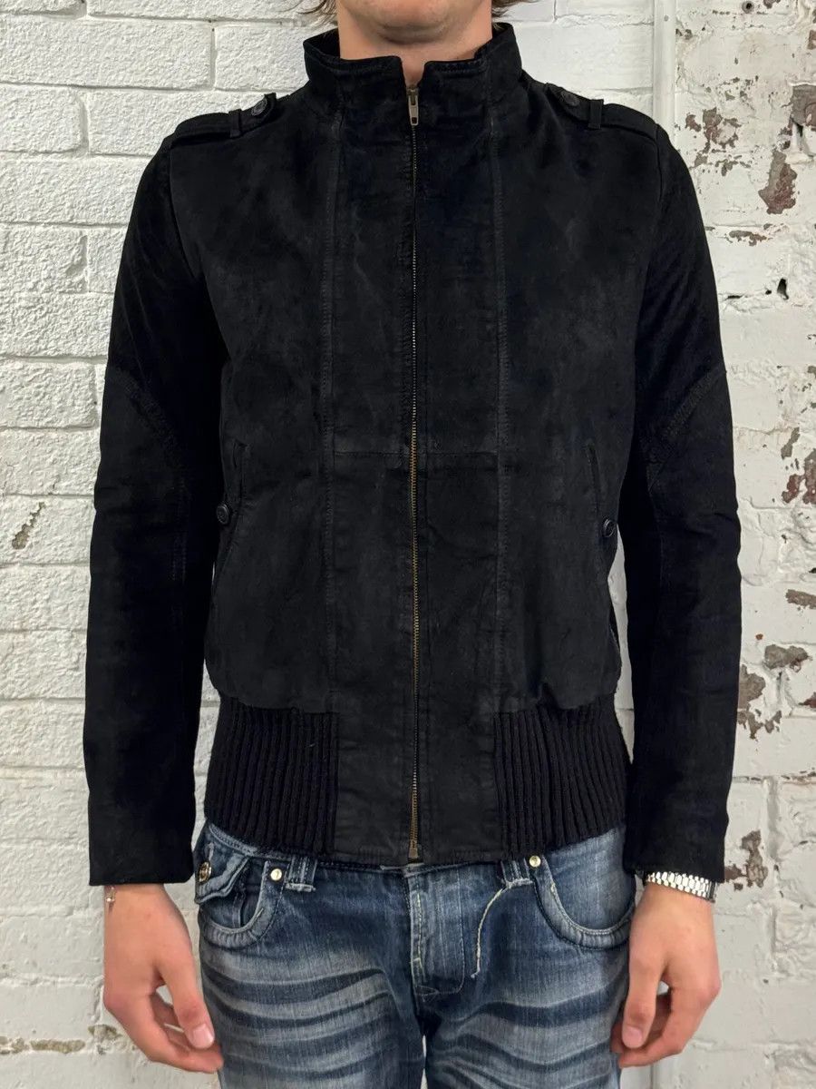 Armani Armani Black Suede Avant-Garde Bomber Jacket Size US S / EU 44-46 / 1 - 2 Thumbnail