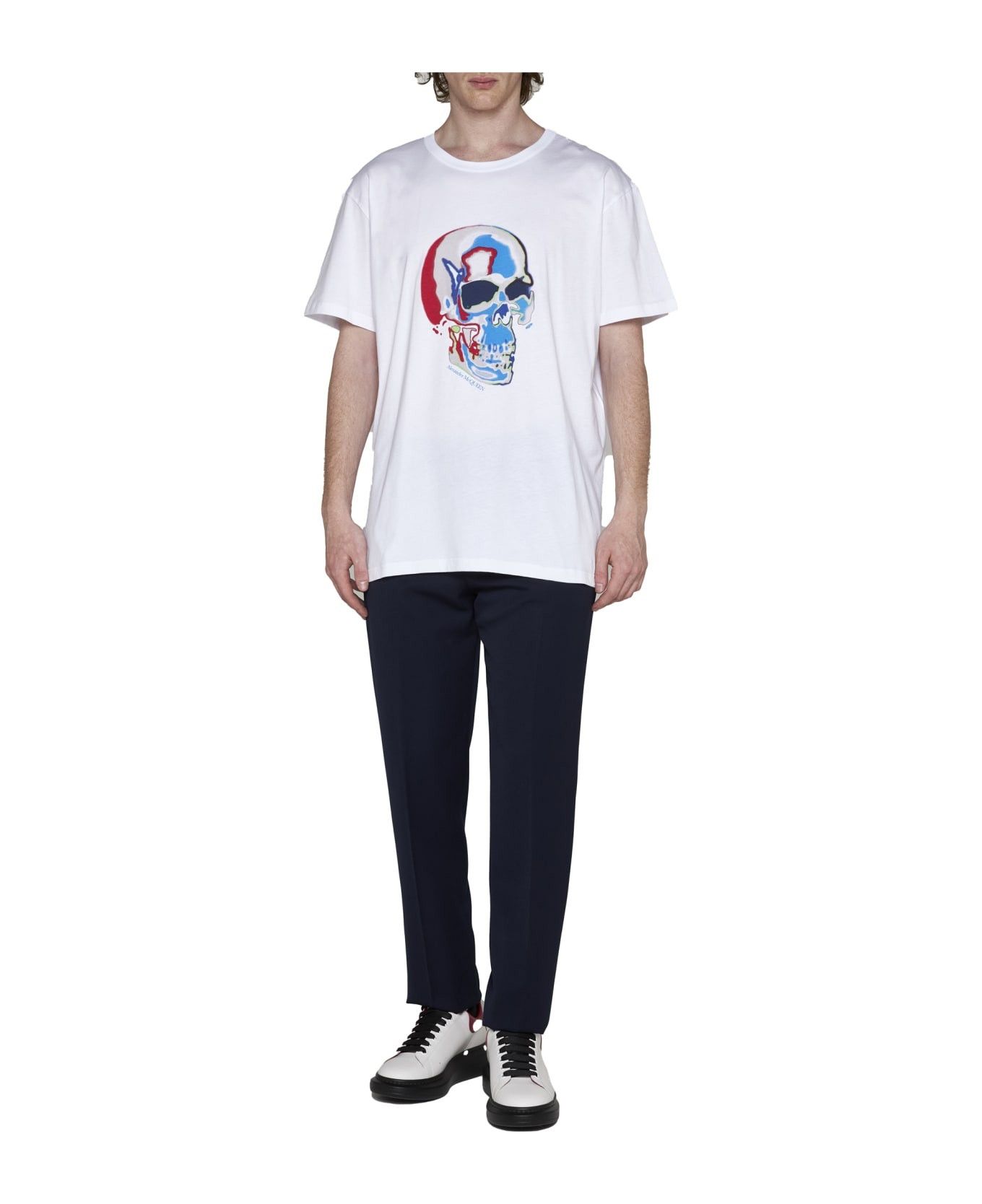 Alexander McQueen o1w1db10725 Solarised Skull T-Shirt in White Size US L / EU 52-54 / 3 - 4 Thumbnail