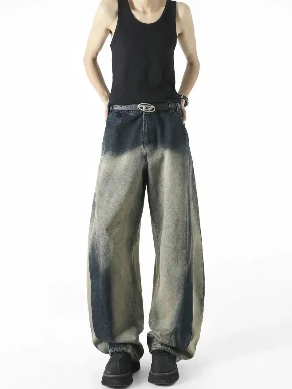 Japanese Brand Retro high street curved knife wide leg jeans Size US 32 / EU 48 - 2 Thumbnail