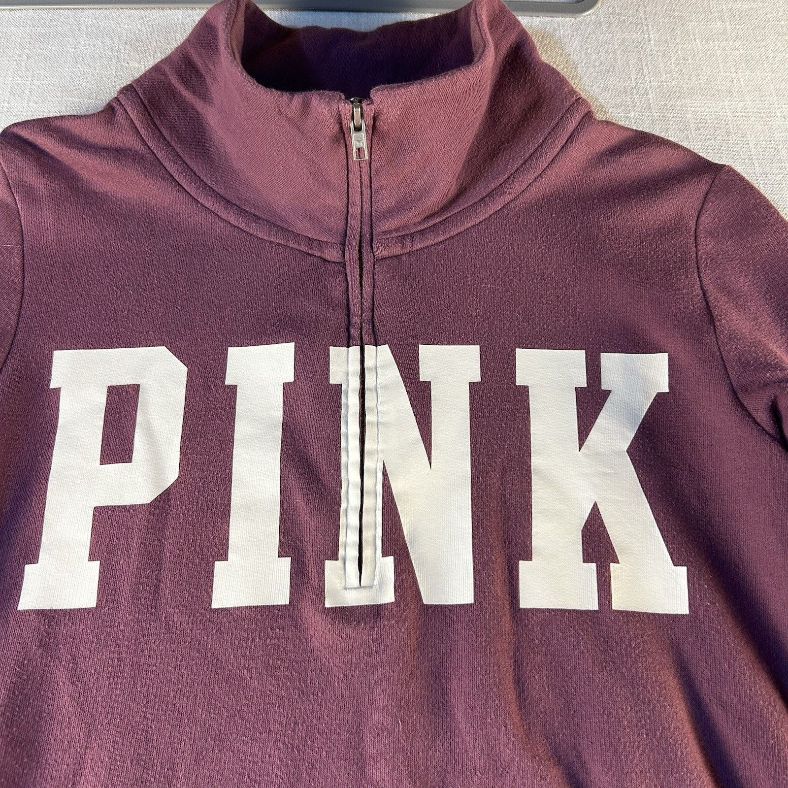 Pink VICTORIA'S SECRET PINK PLUM 1/4 ZIP PULLOVER SWEATSHIRT SZ S Size S / US 4 / IT 40 - 10 Thumbnail