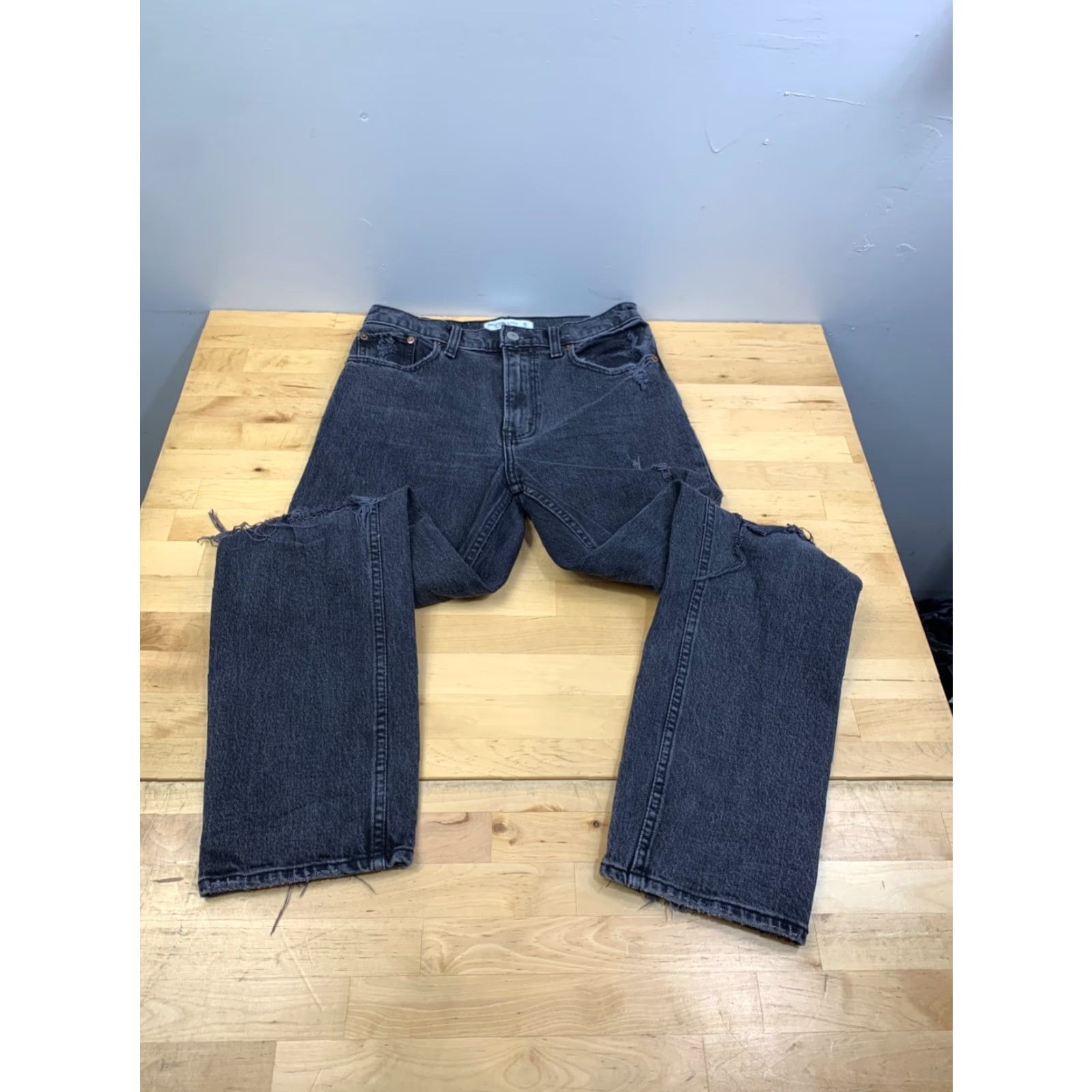 Abercrombie & Fitch Abercrombie & Fitch 90s Straight High Rise Denim Jeans Womens 26 Black 5-Pocket Design Vintage No Size ONE SIZE - 2 Thumbnail