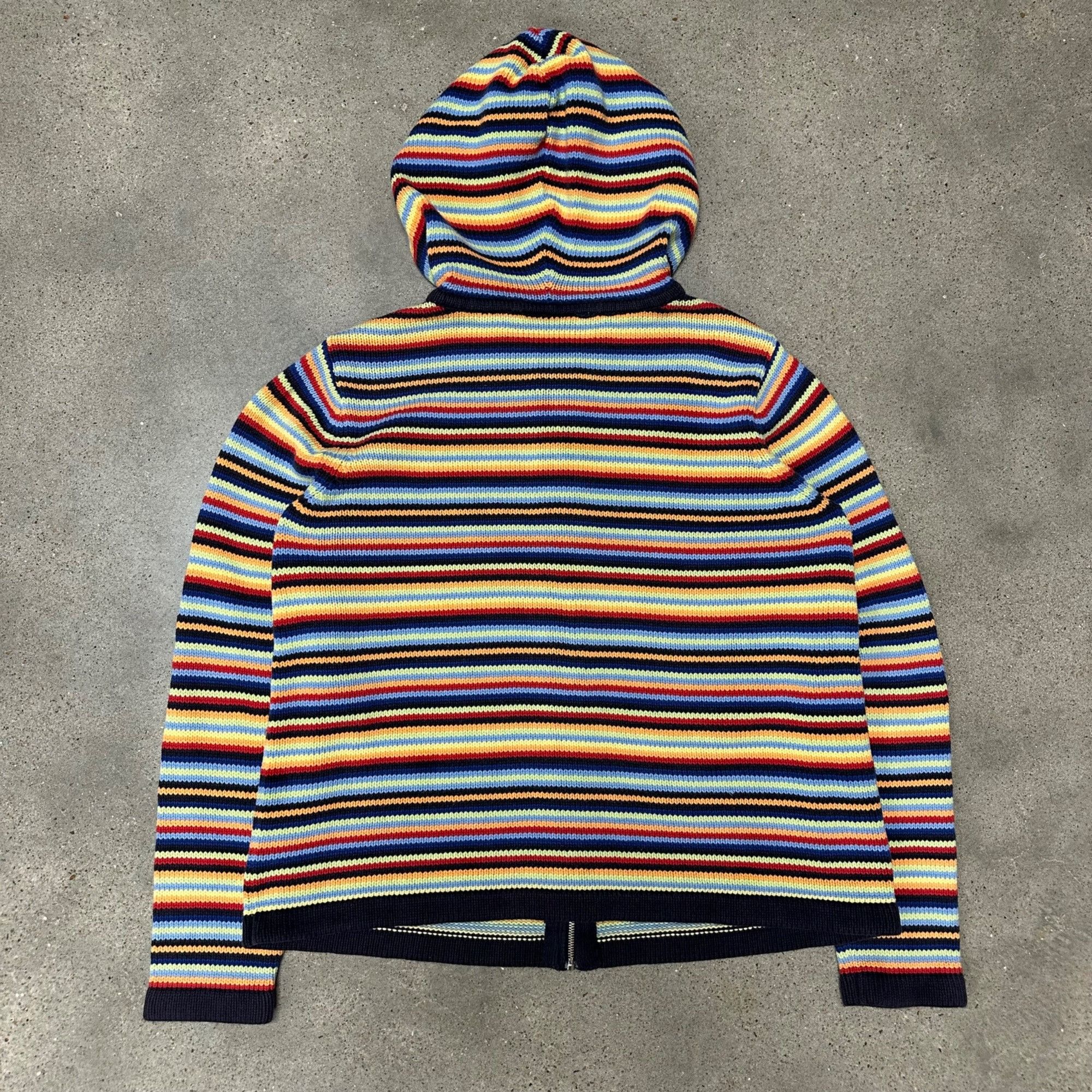 Vintage Vintage Y2K Crazy Horse Striped Knit Zip Up Hoodie