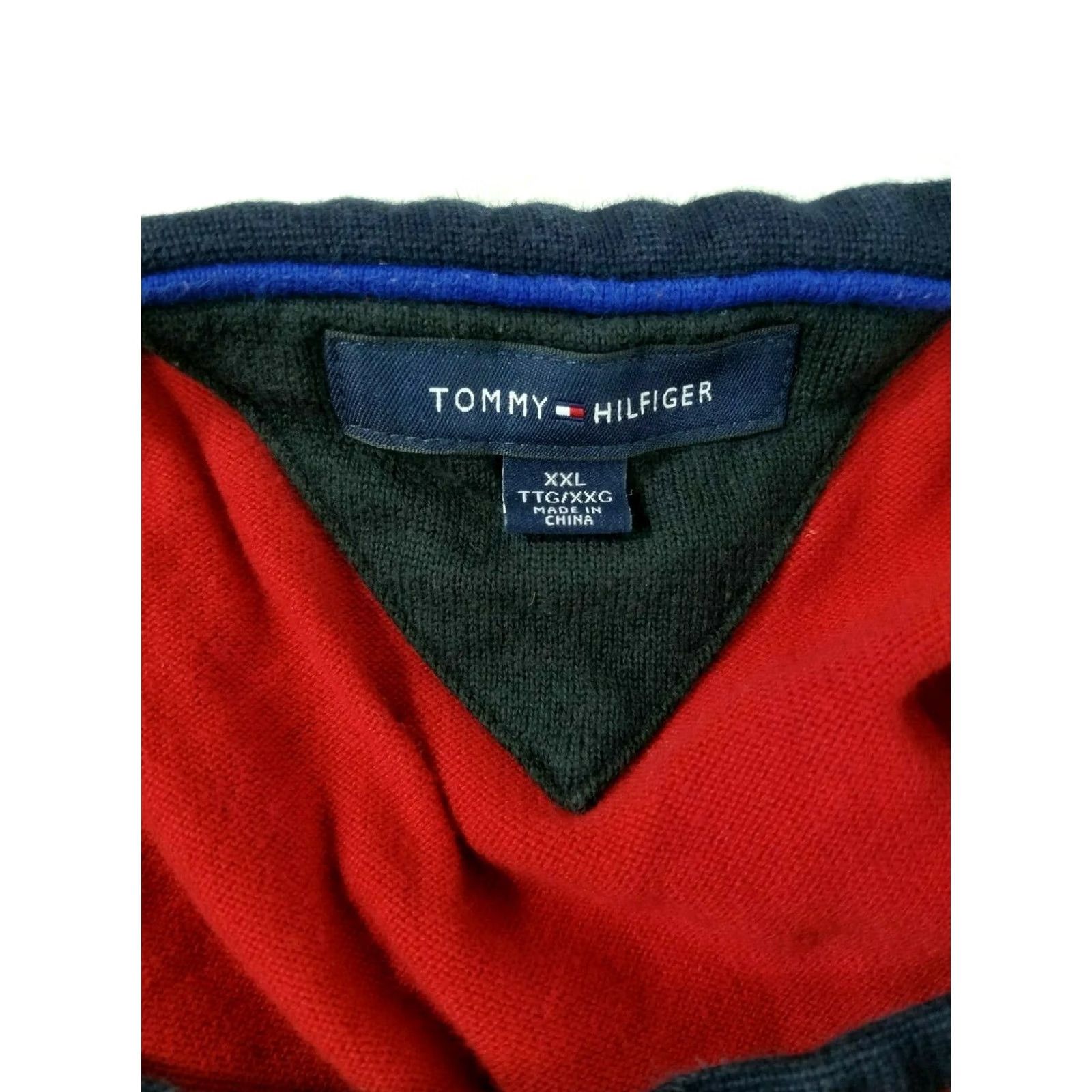 Tommy Hilfiger TOMMY HILFIGER Sweater Vintage 90s Digital Spell Out XL Adult Blue Red White 90s Pullover Cotton Mens Size US XL / EU 56 / 4 - 6 Thumbnail