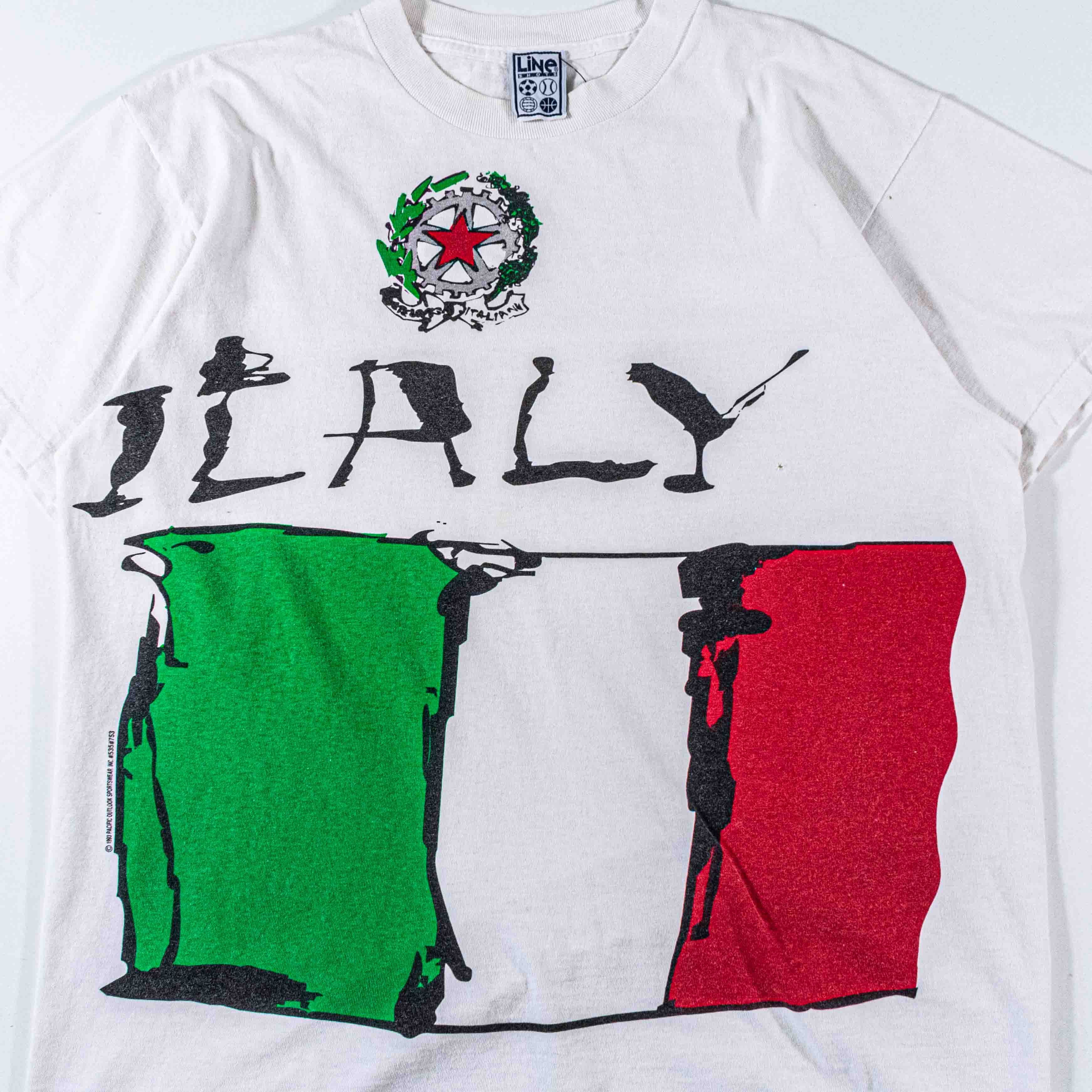 Vintage VTG Line Shots 1994 World Cup Italy T-Shirt Big Print Soccer Size US L / EU 52-54 / 3 - 4 Thumbnail