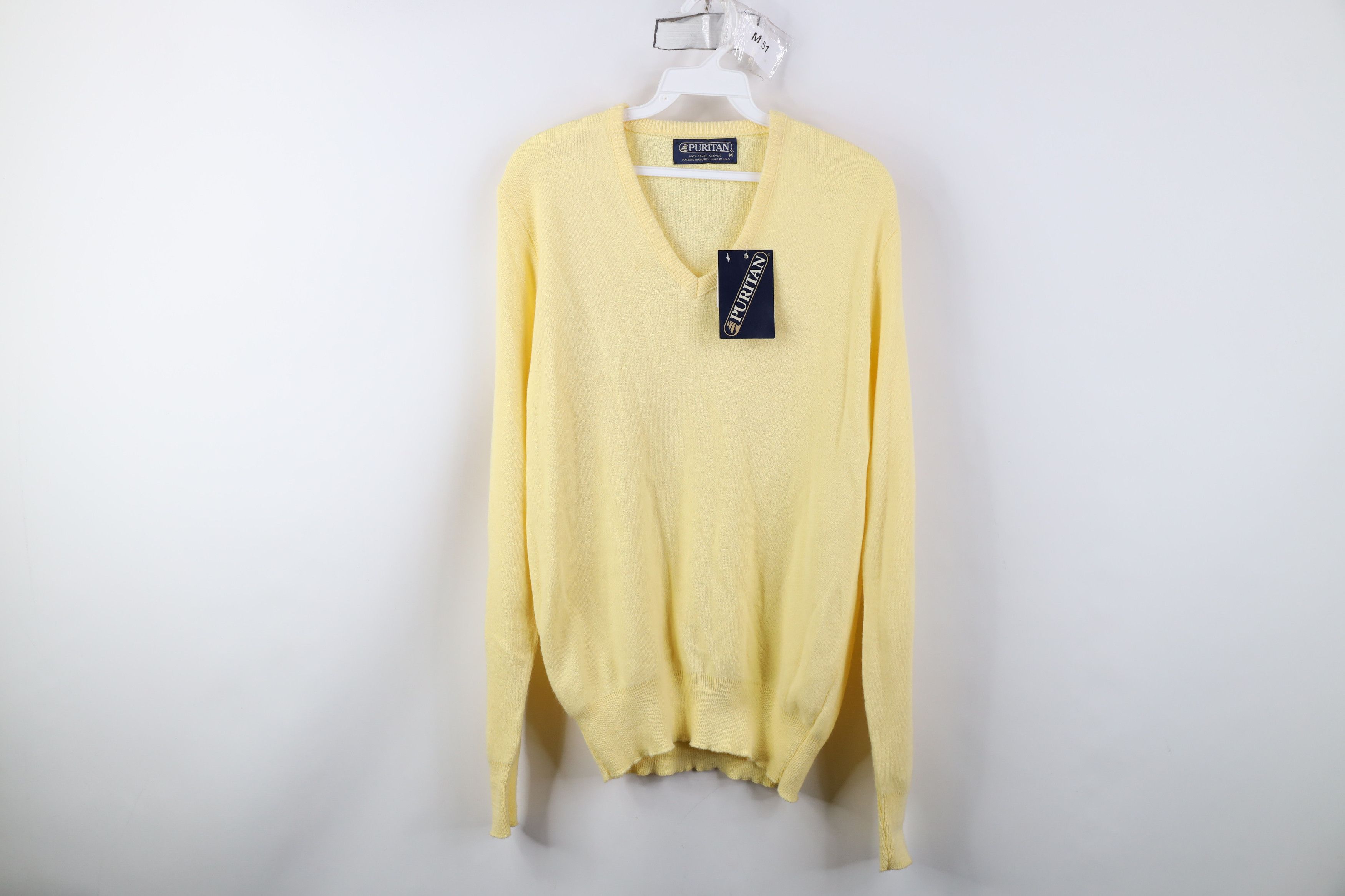 Vintage Deadstock Vintage 70s Streetwear Knit Sweater Yellow USA Size US M / EU 48-50 / 2 - 1 Thumbnail