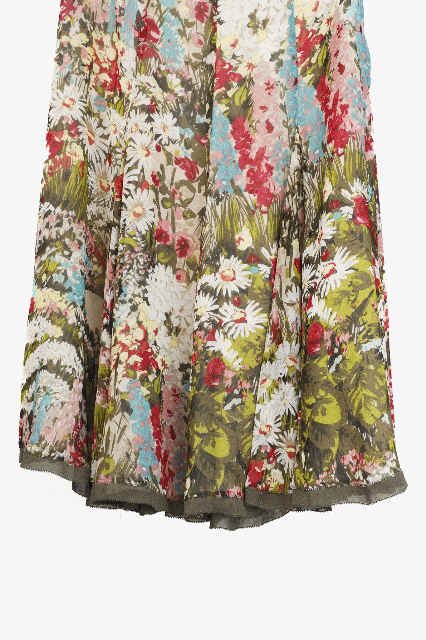 Kenzo Kenzo Vintage Floral Silk Flared Midi Skirt Size 31" - 6 Thumbnail