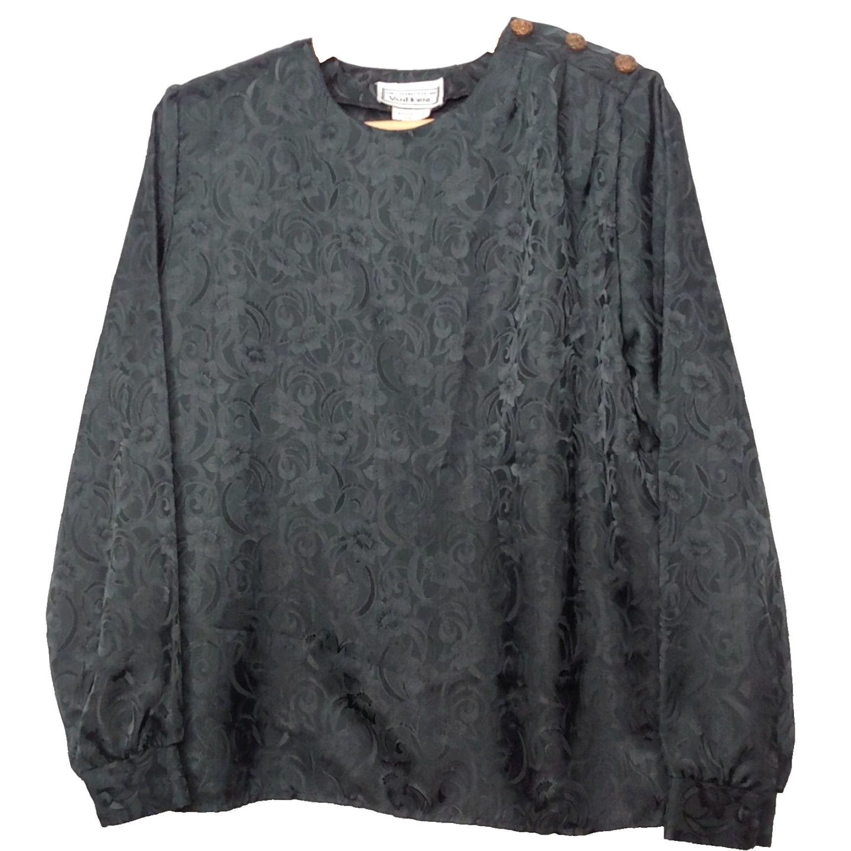 Vintage VINTAGE Charlotte Van Horne Blouse Shirt Black Floral Button Shoulder Pullover Ladies 12 Size XL / US 12-14 / IT 48-50 - 2 Thumbnail