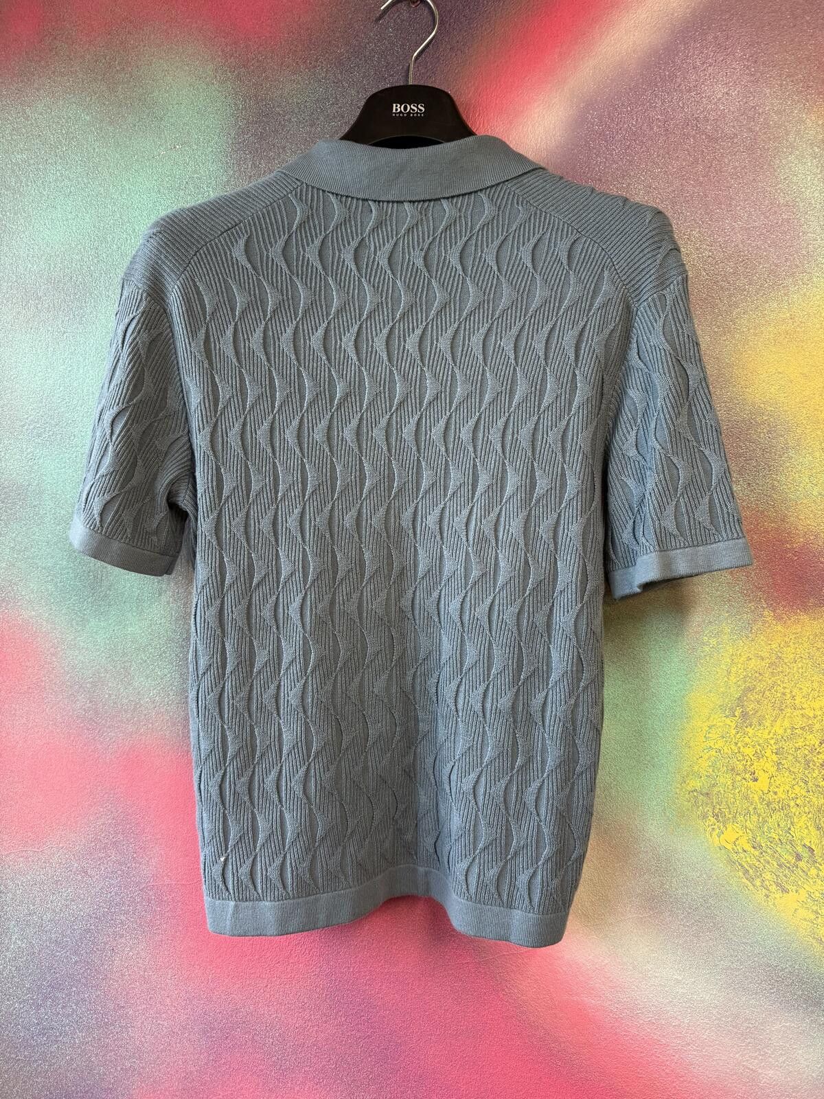 Other Abercrombie & Fitch Blue Geometric Stitch Knit Sweater Polo Size US S / EU 44-46 / 1 - 4 Thumbnail