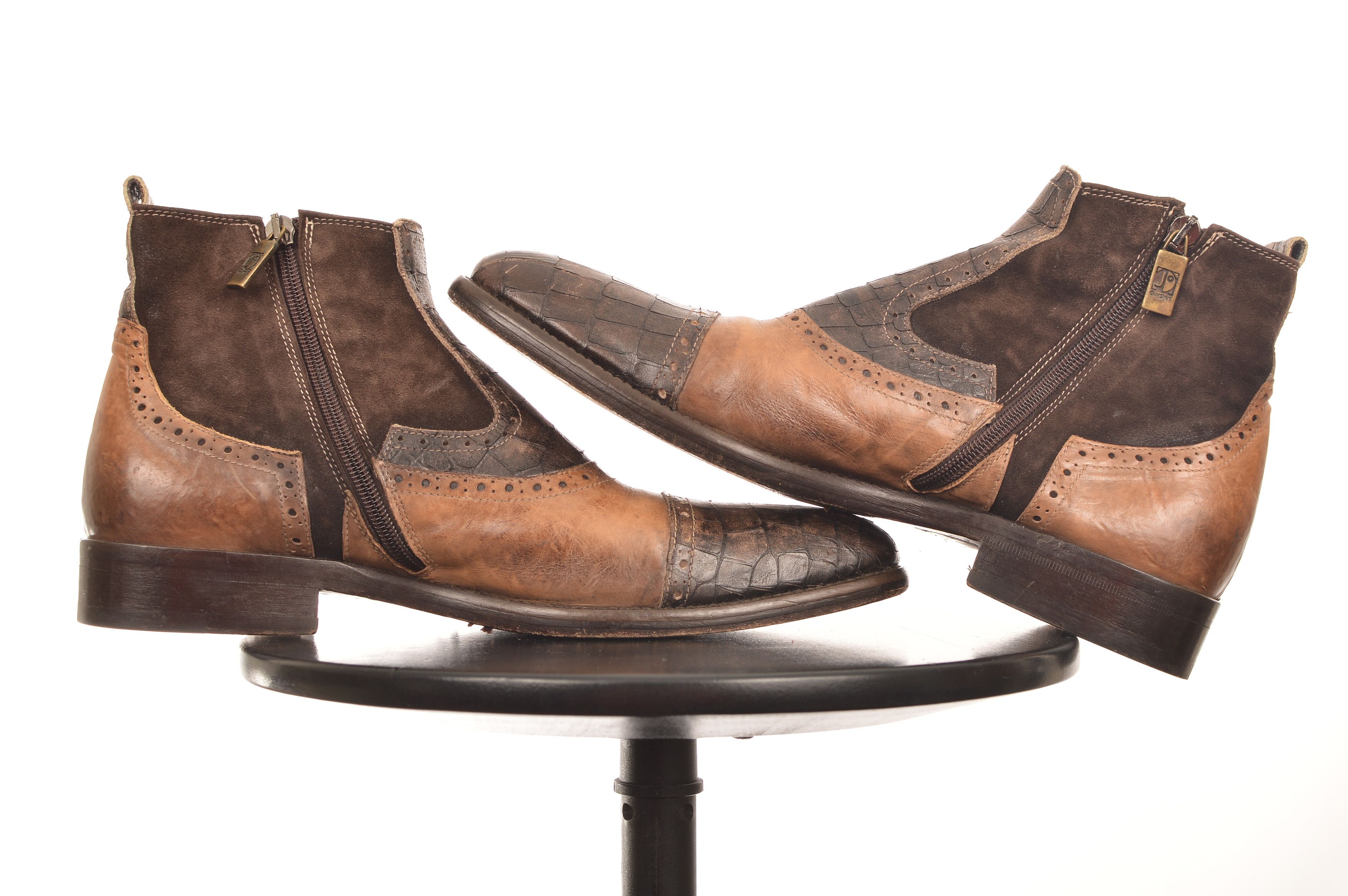 Jo Ghost Jo Ghost Brown Leather Croc Boots Size US 6 / EU 39 - 6 Thumbnail