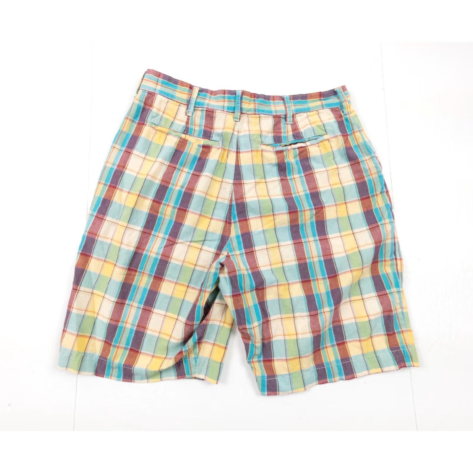 Abercrombie & Fitch VINTAGE Abercrombie & Fitch Chino Shorts Adult 33 Blue Plaid Flat Front Casual Outdoor Mens Size US 33 - 6 Thumbnail