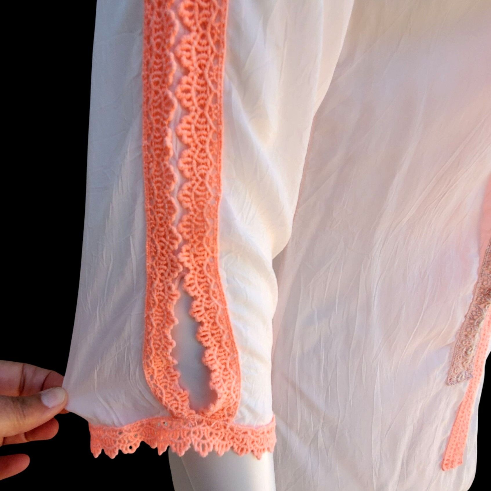 Johnny Was Johnny Was Size M Sheer White Boho Tunic Top Long Sleeves wi Size M / US 6-8 / IT 42-44 - 8 Thumbnail