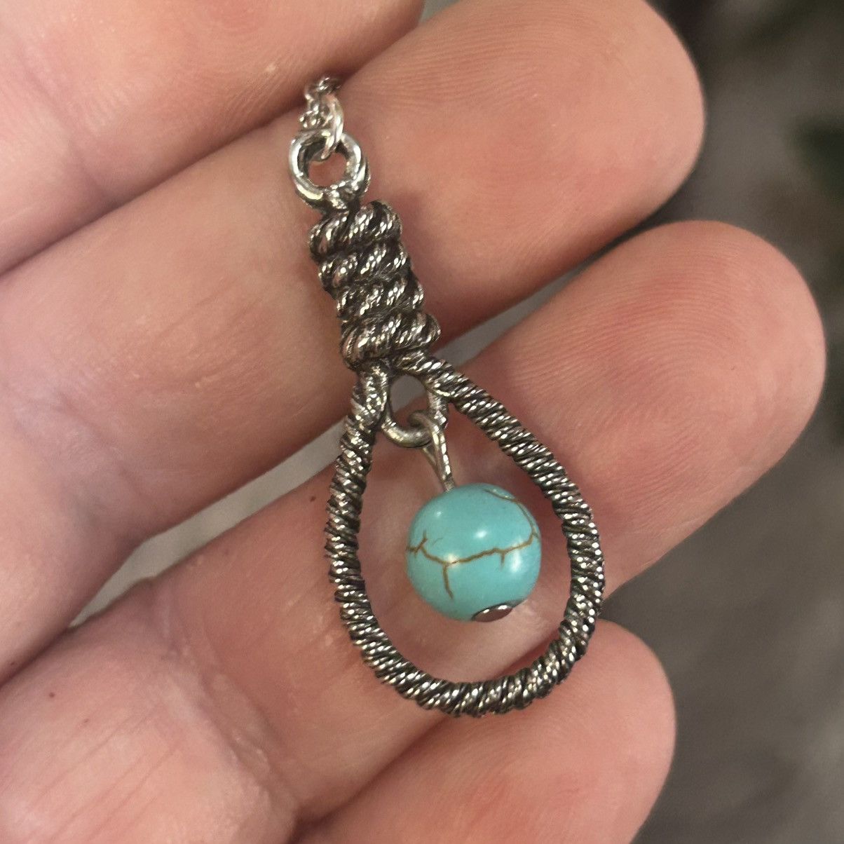 Handmade Handcrafted southwest rope turquoise pendant necklace Size ONE SIZE - 1 Thumbnail