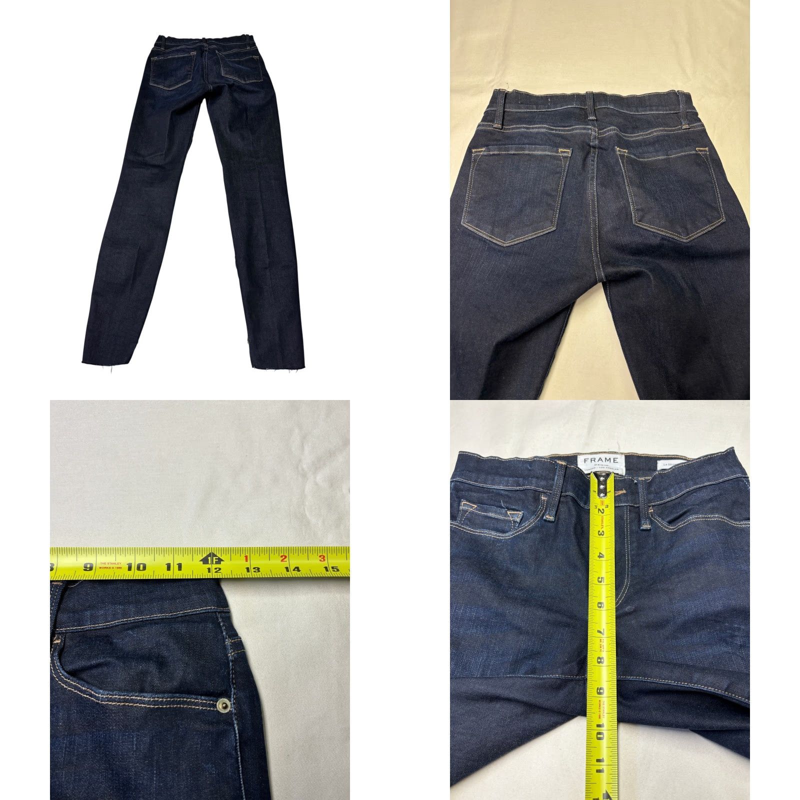 Frame FRAME Le Skinny de Jeanne Edgerton Dark Wash Jeans 25X28 Women Regular 5-Pocket Denim Slim Stretch Distressed Button Zip Blue Size 42" / US 20 - 8 Thumbnail