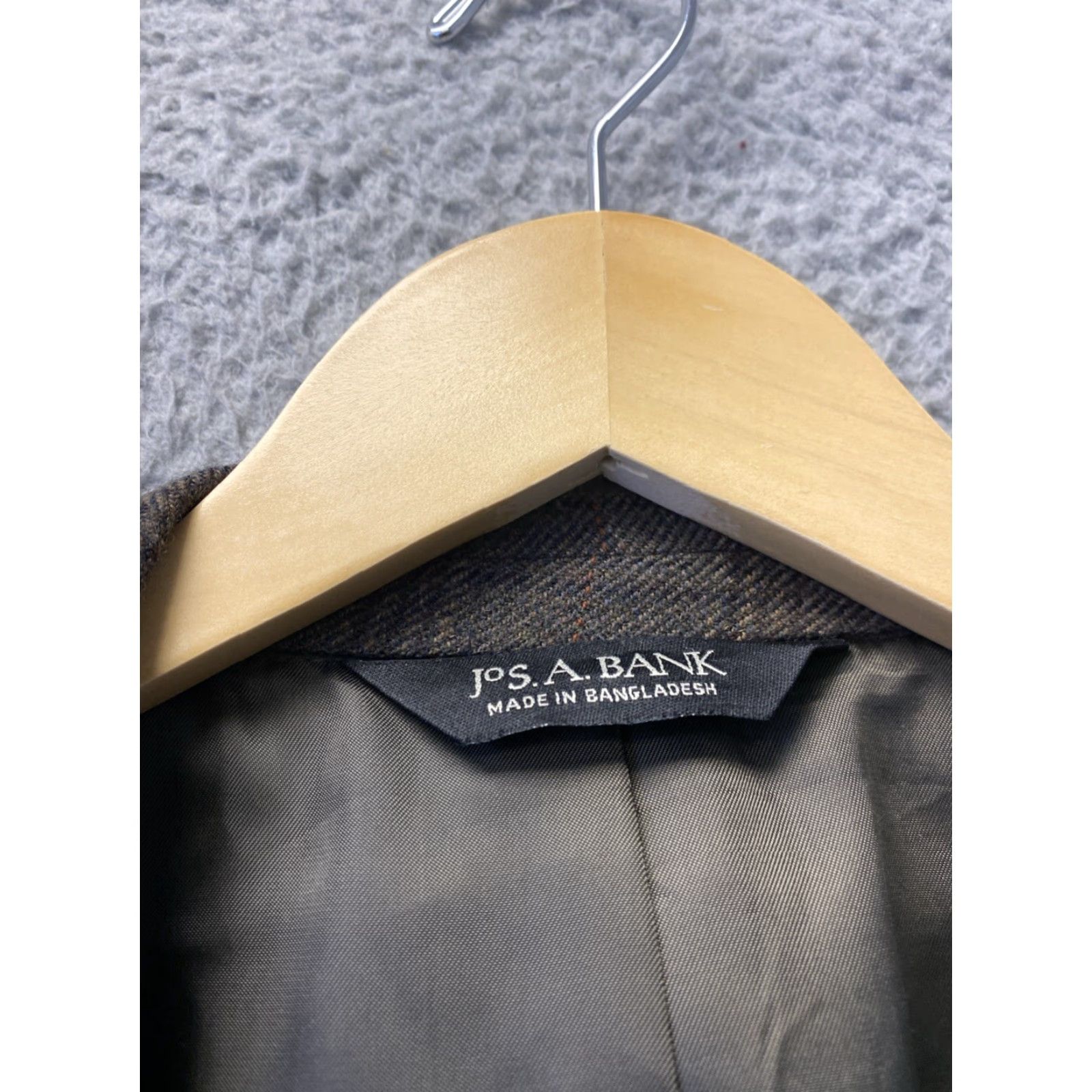 Jos. A. Bank Jos. A. Bank Blazer Sport Coat Mens Two-Button Plaid Wool 41R Dark Moss Brown Regular Jacket Coat Size 42R - 4 Thumbnail