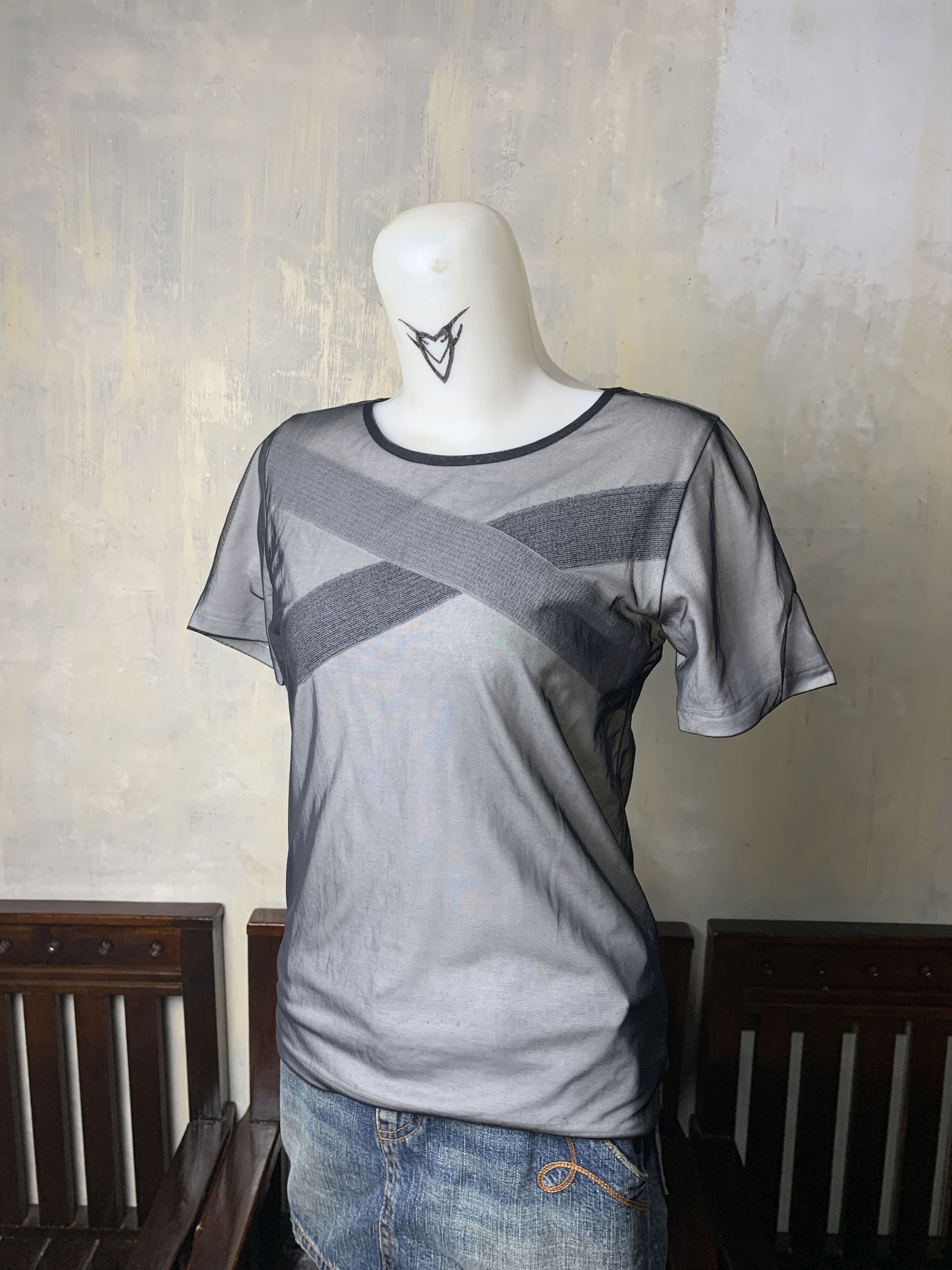 Japanese Brand Indivi Japan Mix Mesh Top (M) Size M / US 6-8 / IT 42-44 - 2 Thumbnail