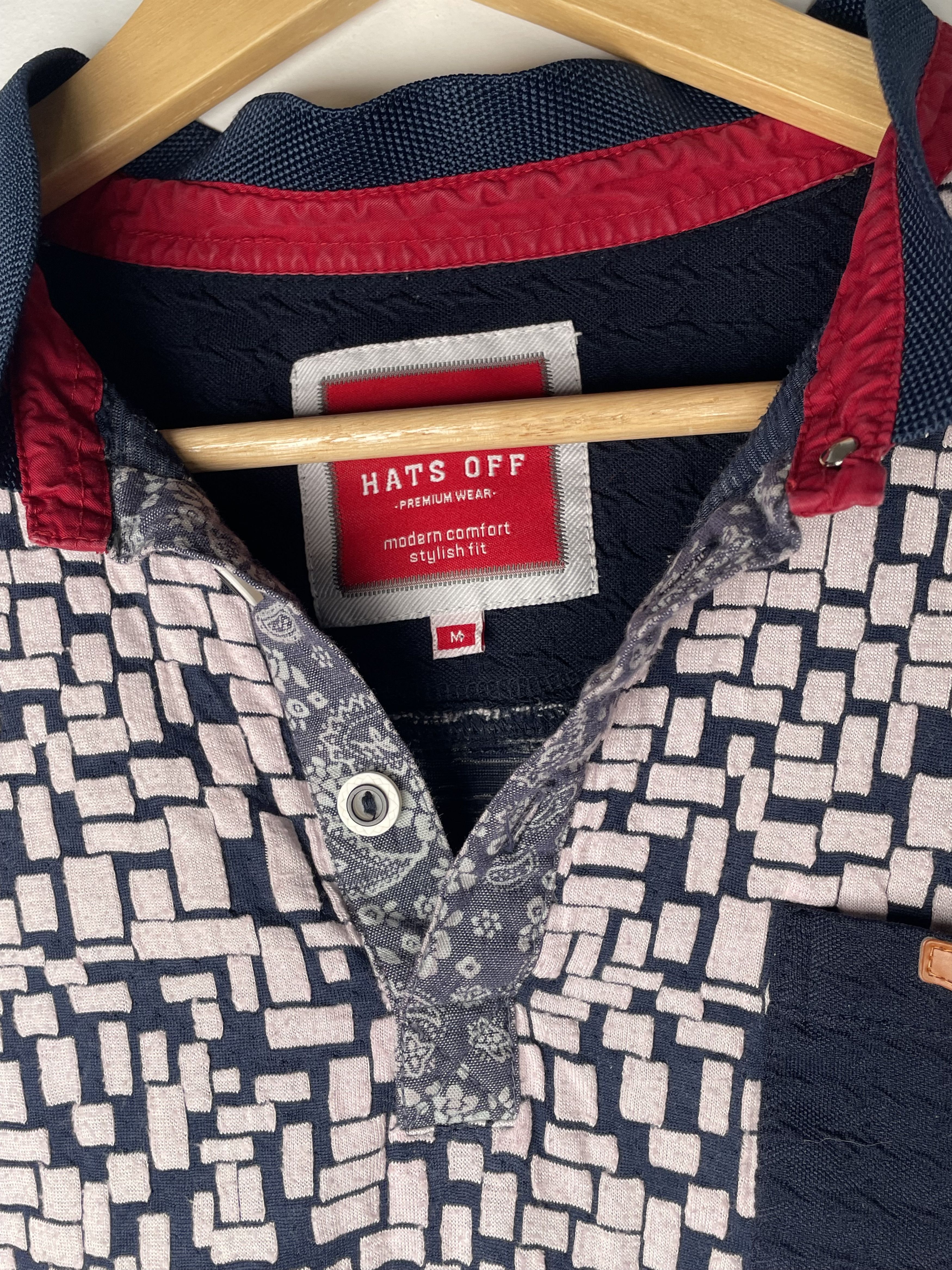 Hats Off Club Long Sleeve Geometric Polo M