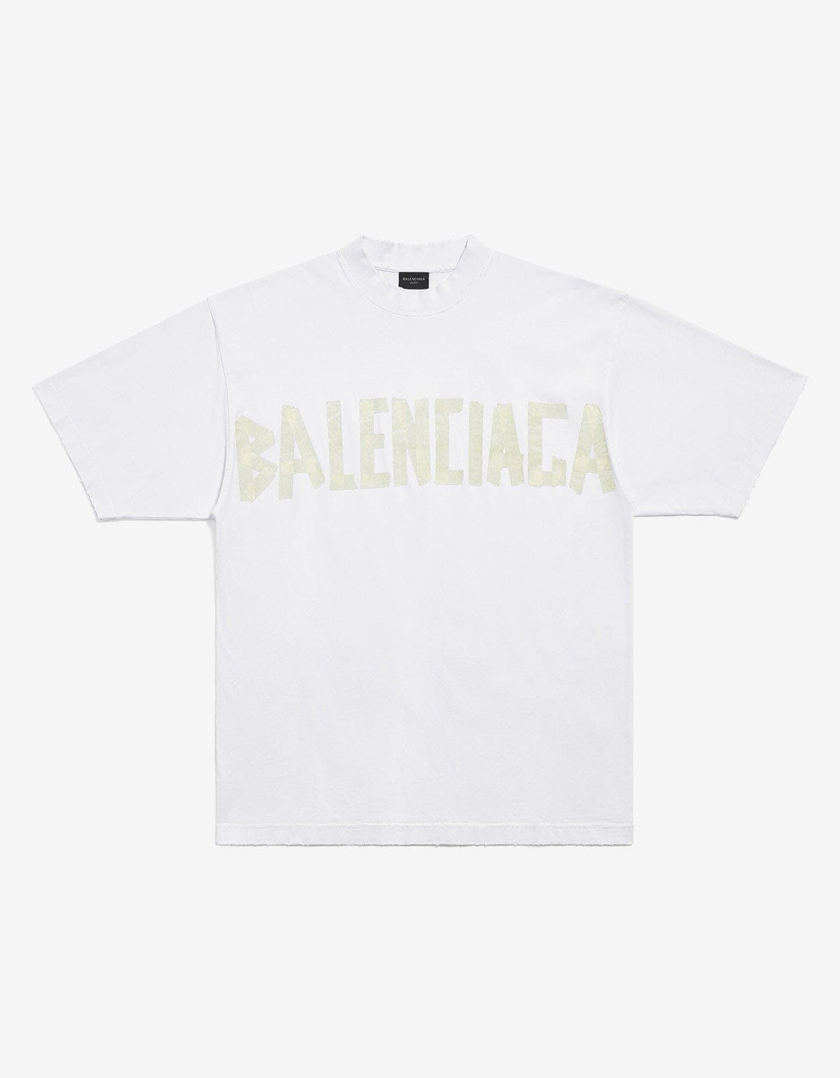 image of Balenciaga White Tape Type Medium T-Shirt, Men's (Size XL)