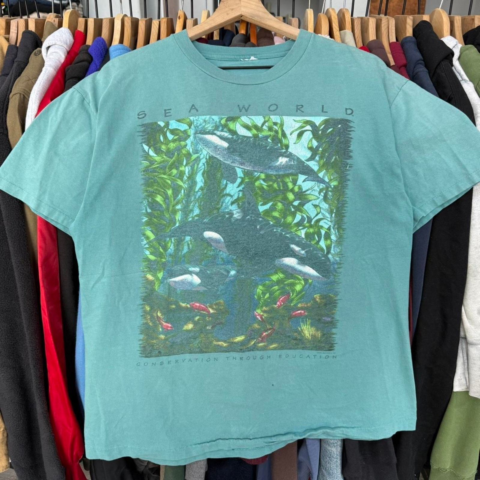 Other Vintage 90s Sea World Shamoo Killer Whale T-Shirt Size US L / EU 52-54 / 3 - 1 Thumbnail