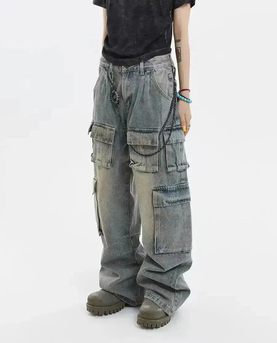 Japanese Brand baggy street hip hop vintage wash y2k jeans Size US 32 / EU 48 - 4 Thumbnail