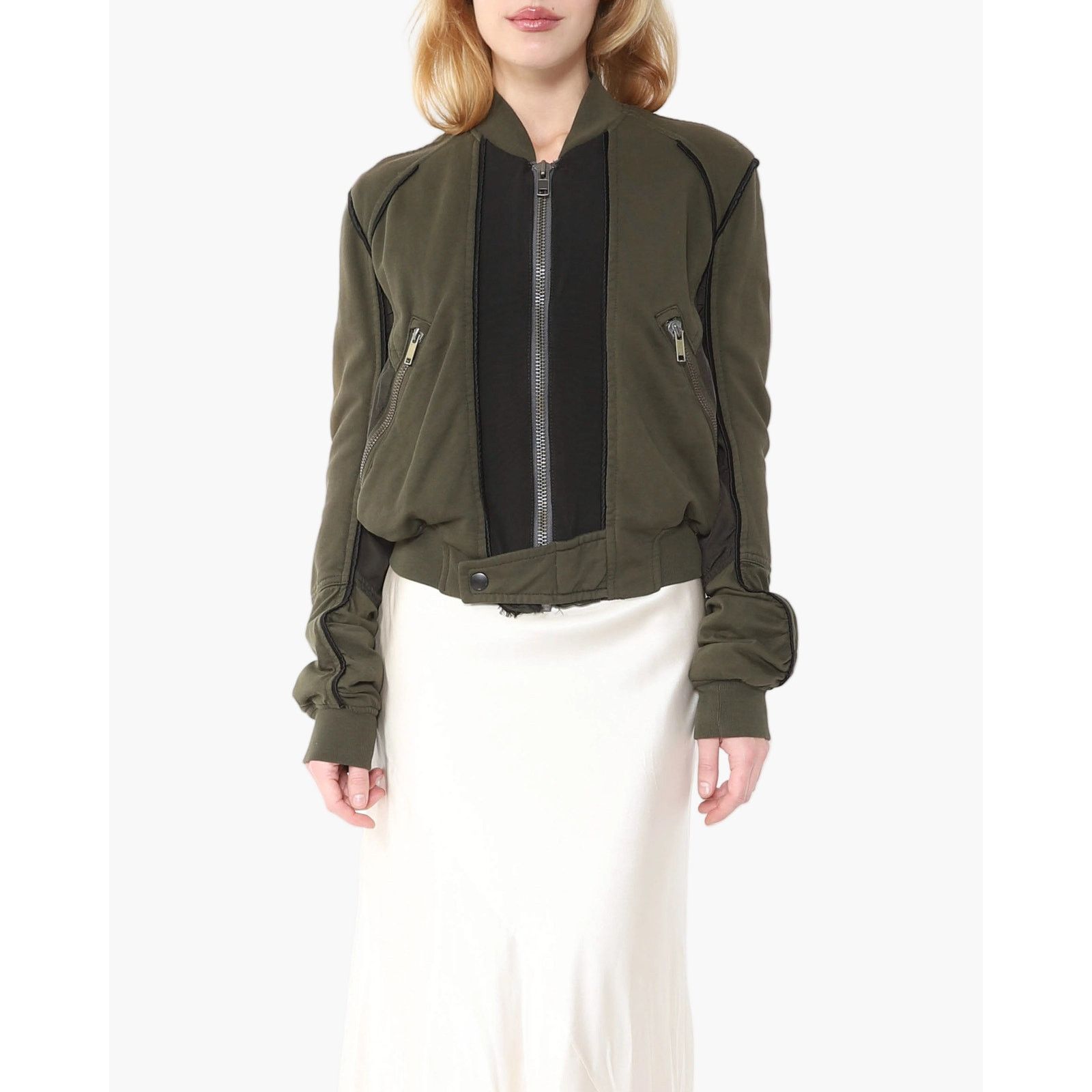 Haider Ackermann SS18 Perth Biker Bomber Jacket in Khaki Cotton Size S / US 4 / IT 40 - 1 Thumbnail