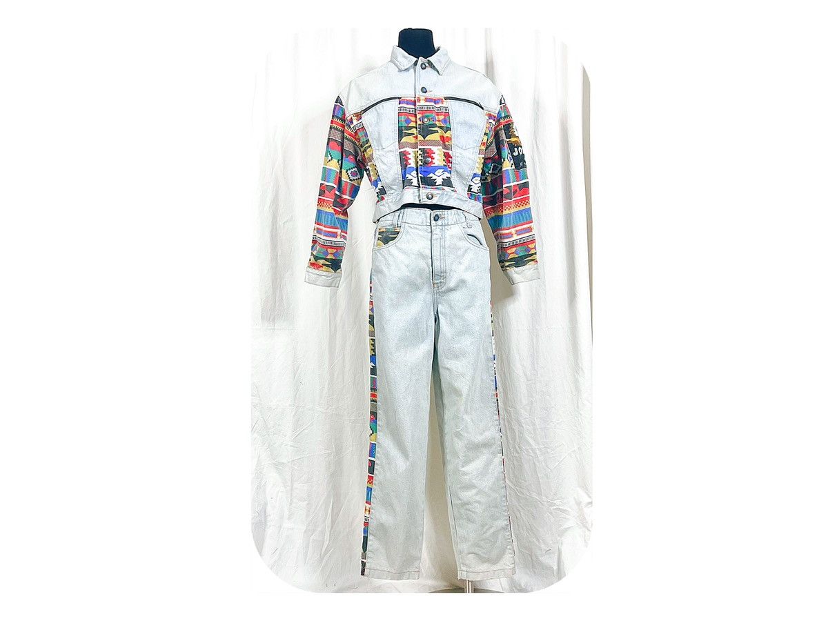 Other VTG 80s Jou Jou Navajo Printed Jacket + Pants Denim Tuxedo 9 Size 31" - 1 Thumbnail
