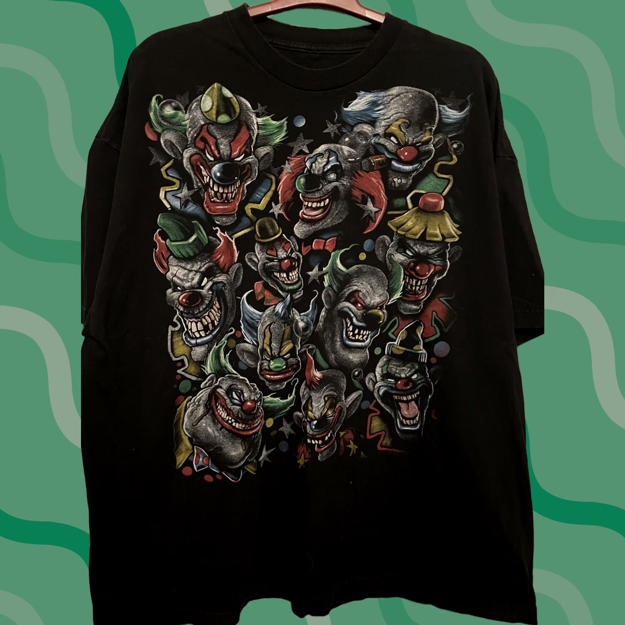 Vintage VTG Scary Clowns Circus Abstract Smokey Black T-Shirt 2XL Unbranded Unisex Adults Short Sleeve Shirts Mens Womens Size US XXL / EU 58 / 5 - 1 Thumbnail