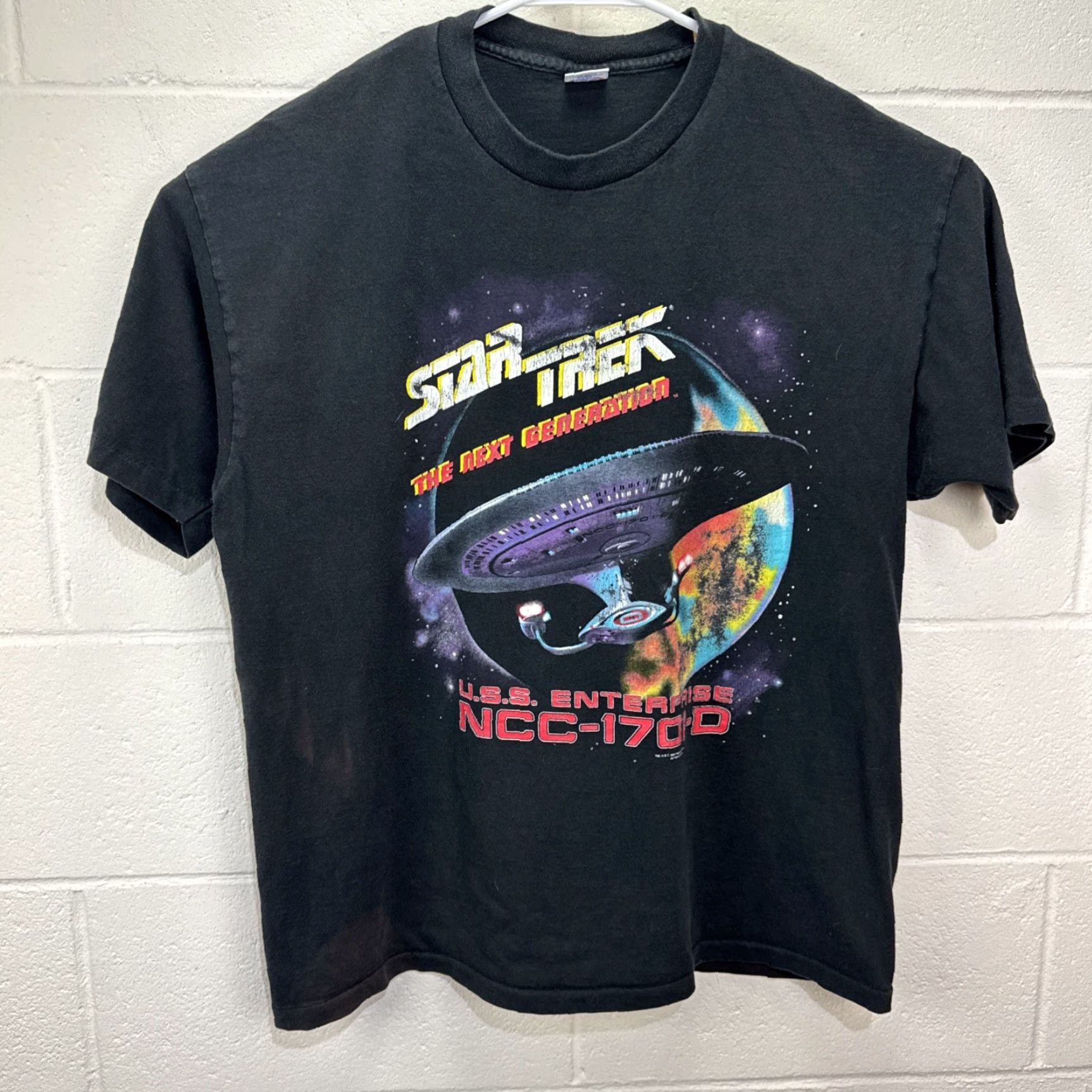 VINTAGE 1990s STAR TREK T Shirt Men XL Black Cotton Graphic Tee