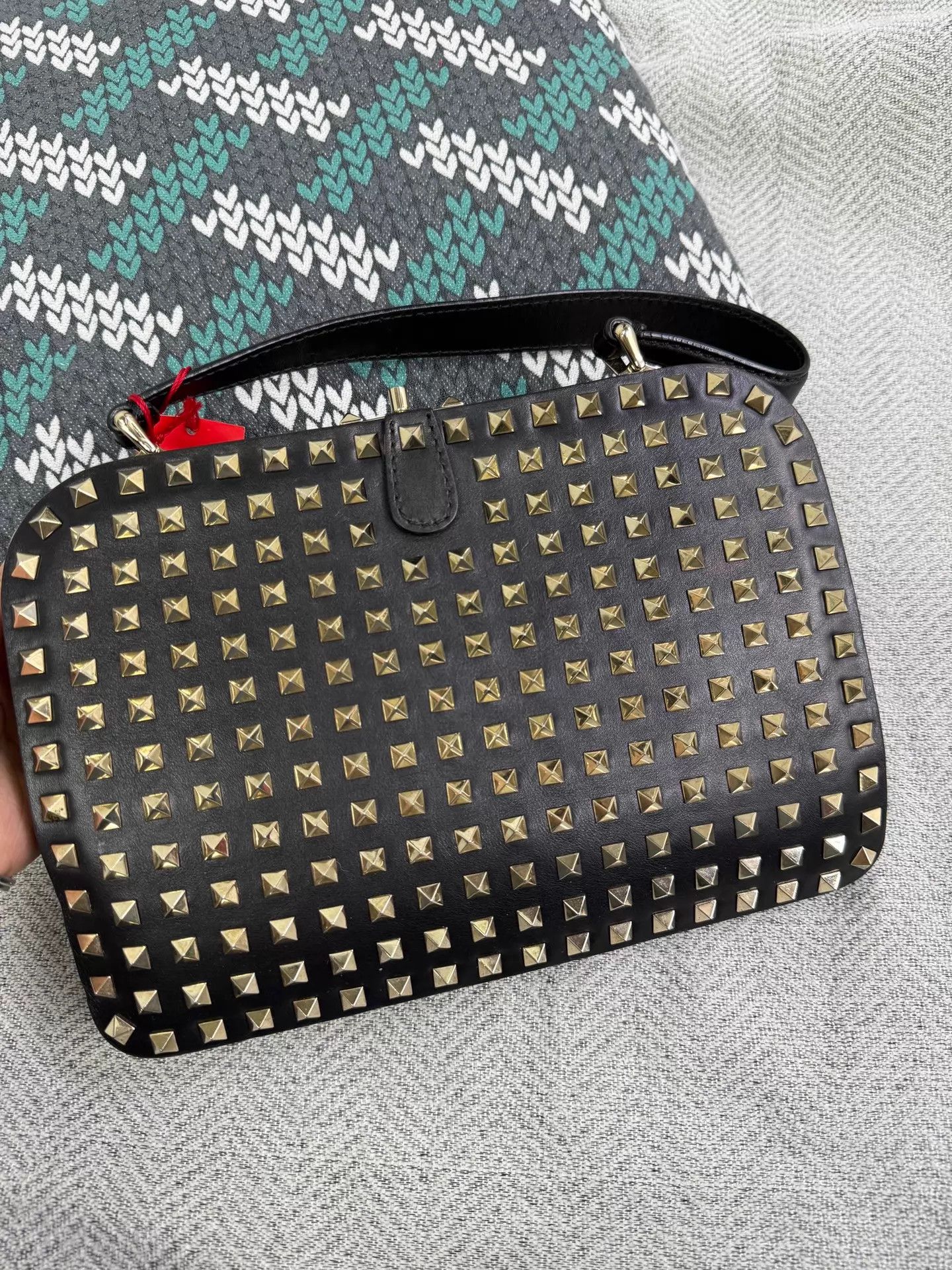 Valentino Valentino Black Rivet Handbag w/ Dust Bag Size ONE SIZE - 2 Thumbnail