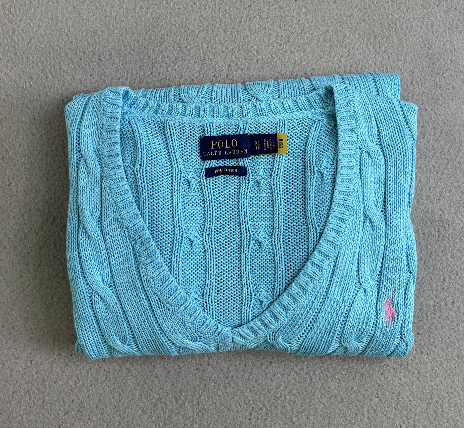 Polo Ralph Lauren Polo Ralph Lauren Cable V-Neck Baby Blue Sweater Size XL Size XL / US 12-14 / IT 48-50 - 17 Thumbnail