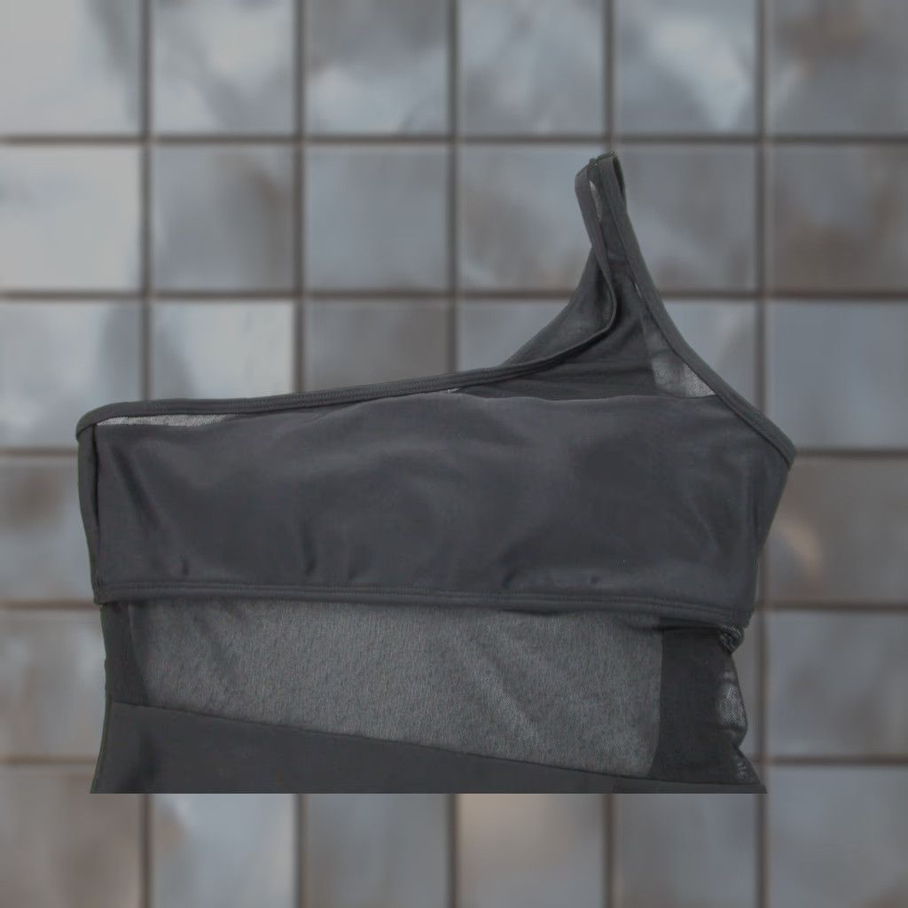 Closet London Londons Closet Bikini Womens L Black Sheer One-Shoulder Strap One-Piece Large Size ONE SIZE - 1 Thumbnail