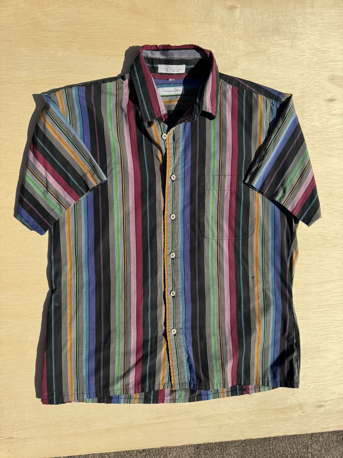Christian Dior Monsieur × Designer × Vintage Vintage Christian Dior Striped Neon Button Up Shirt Size US L / EU 52-54 / 3 - 1 Thumbnail