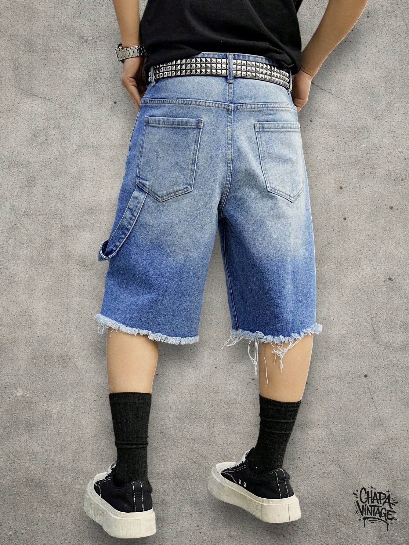 Japanese Brand Distressed washed denim shorts Size US 32 / EU 48 - 4 Thumbnail