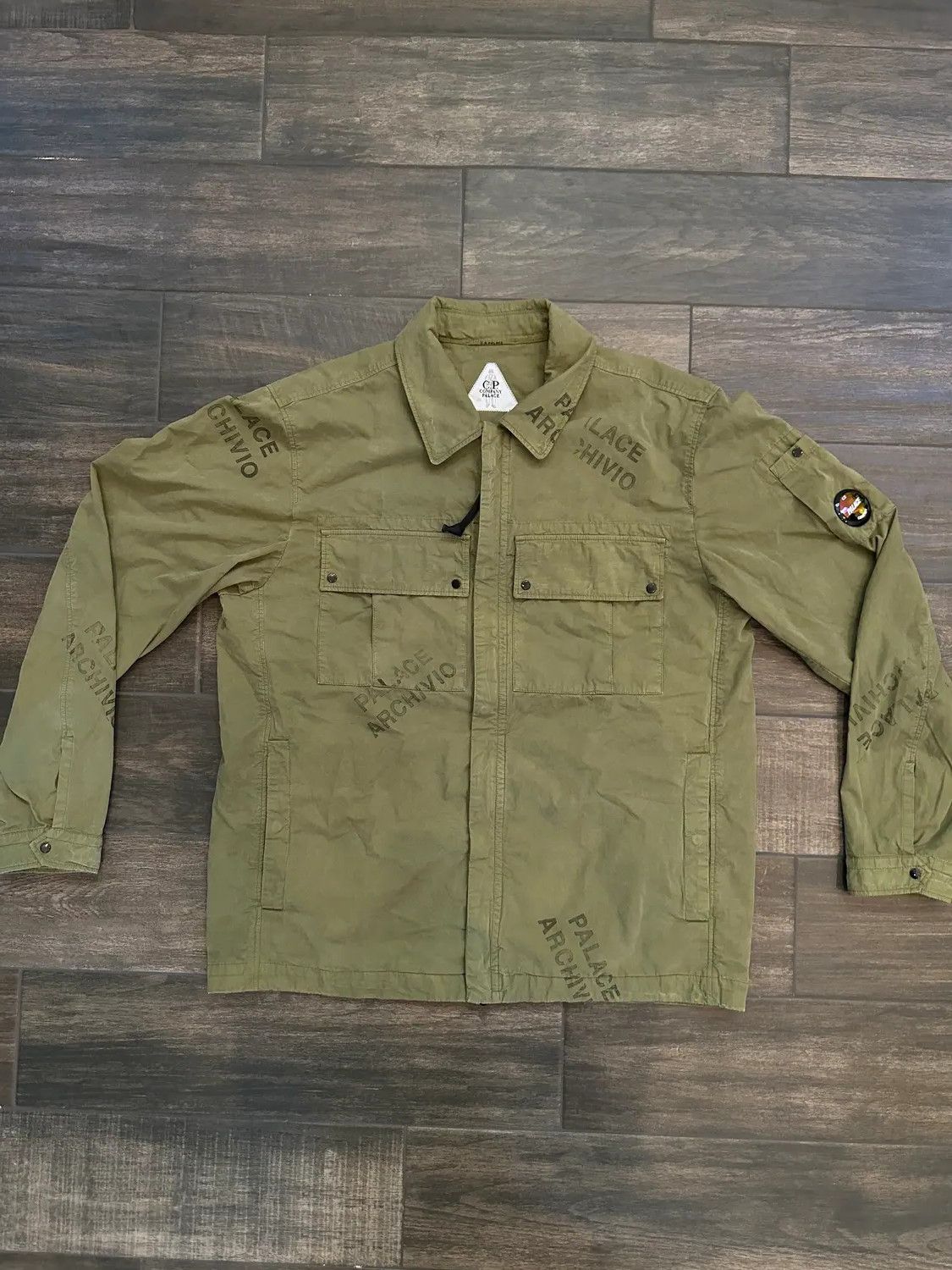 C.P. Company × Palace Palace x CP Company Washed Cotton Shirt Jacket Olive Green Size US XL / EU 56 / 4 - 1 Thumbnail
