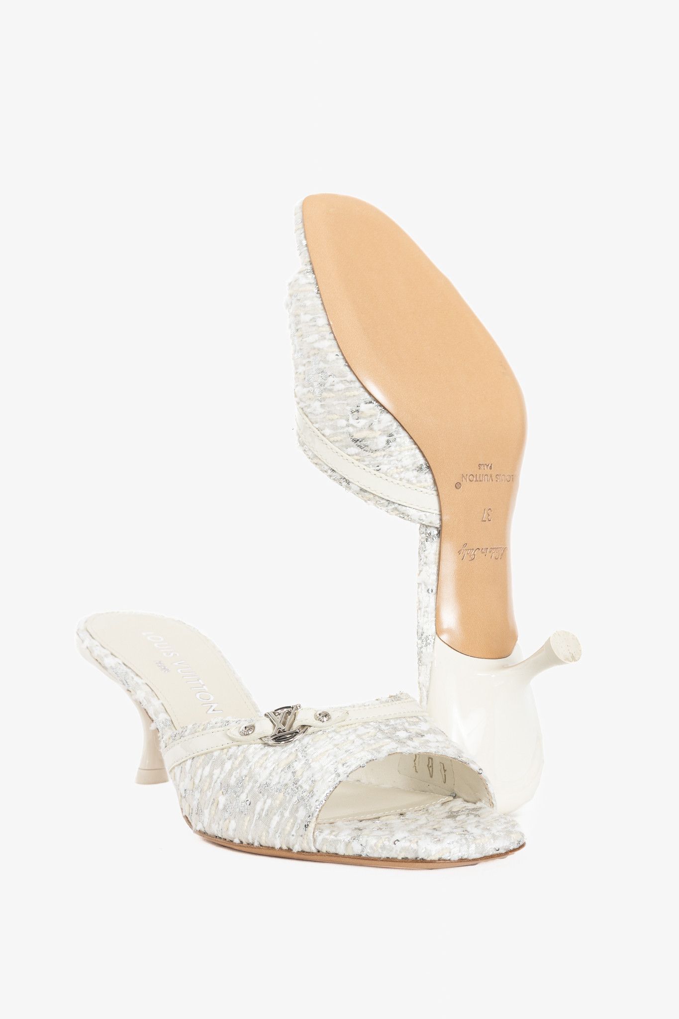 Louis Vuitton Louis Vuitton 6AM Blanc Monogram Tweed Mule Sandals Size US 6.5 / IT 36.5 - 4 Thumbnail