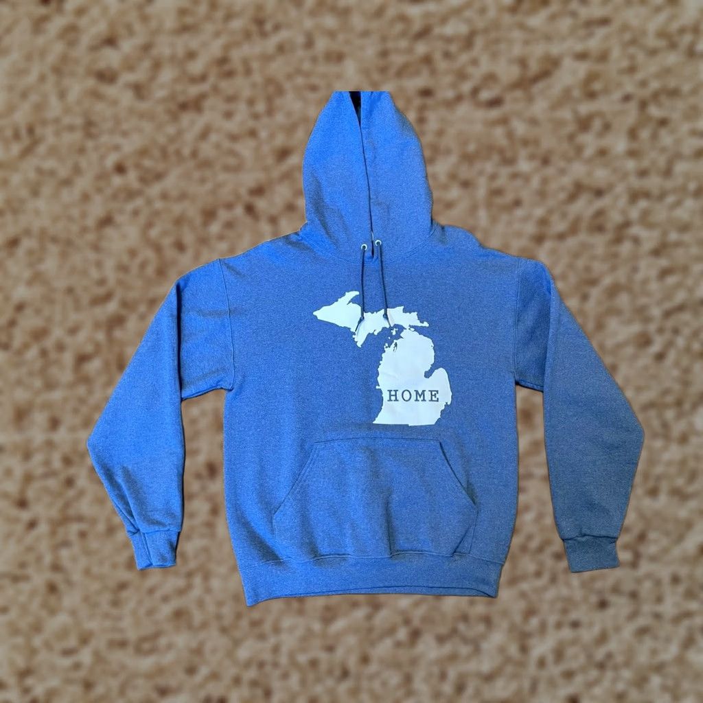 Jerzees JERZEES Blue Hoodie Sweatshirt Adult Medium M Home State Pride Michigan State Size US M / EU 48-50 / 2 - 1 Thumbnail