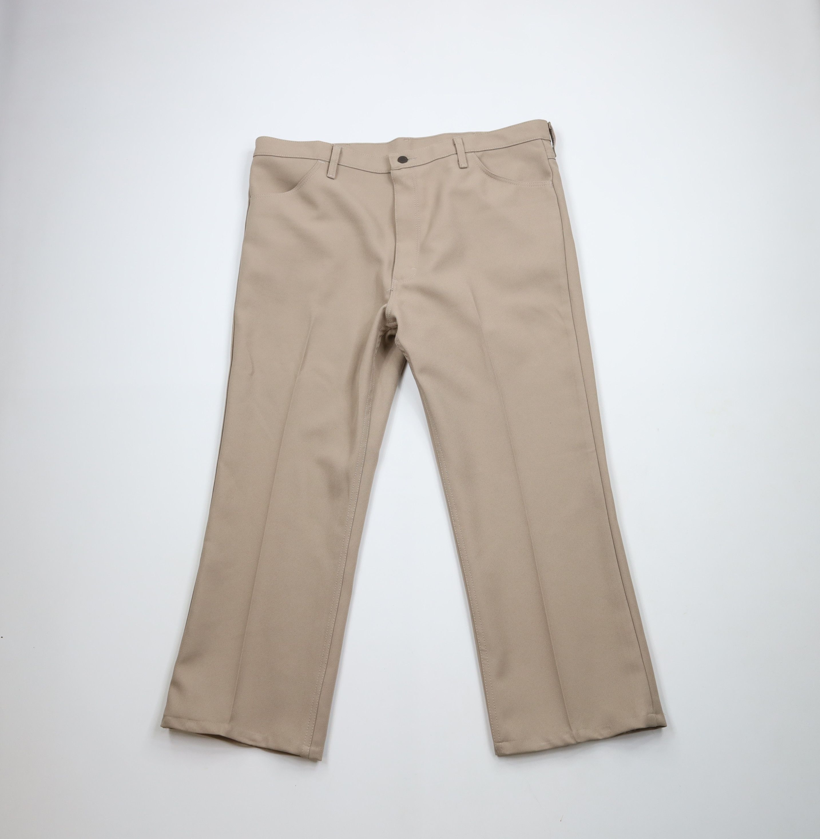 Vintage × Wrangler Vintage 90s Wrangler Knit Flared Wide Leg Chino Pants Tan Size US 42 / EU 58 - 1 Thumbnail