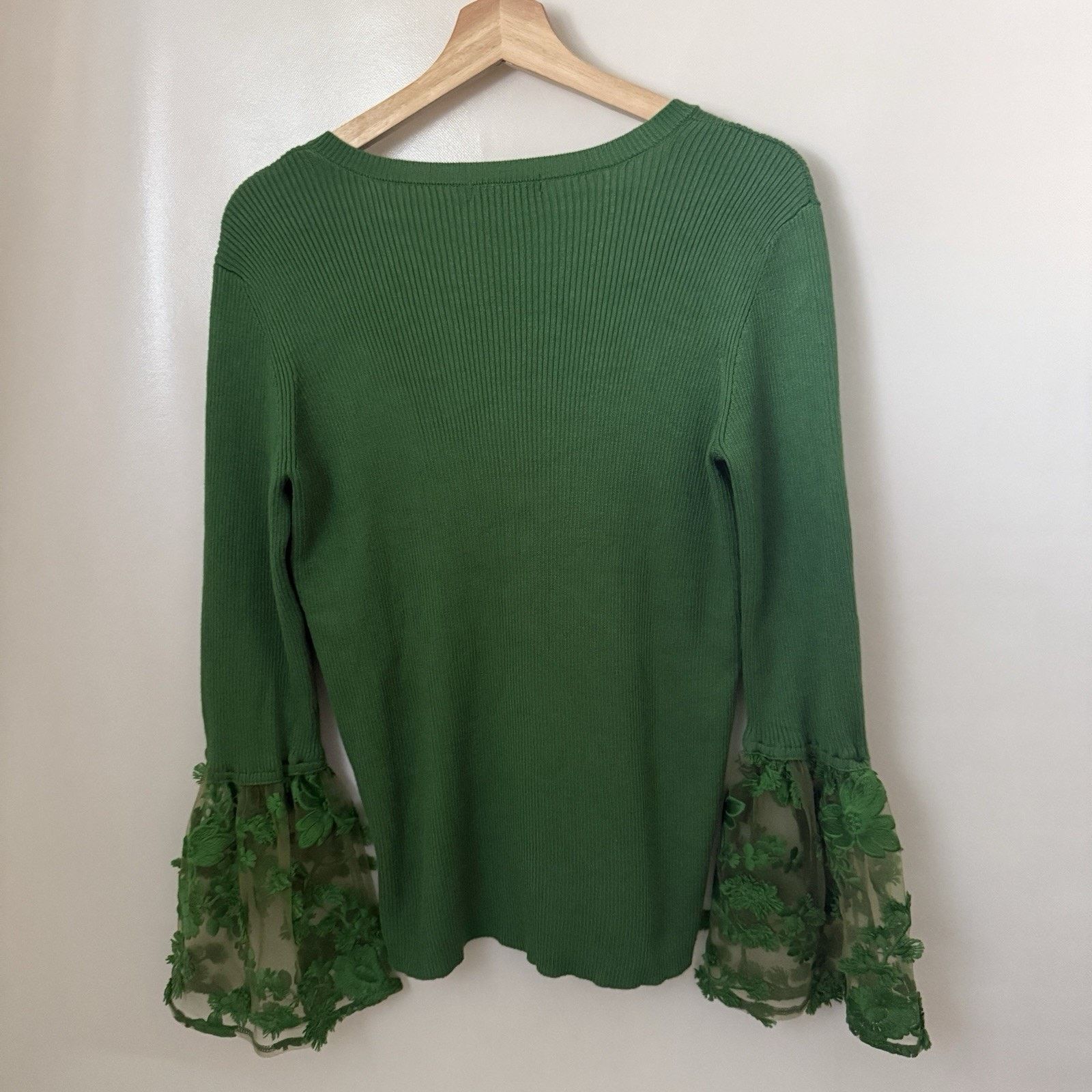Other Cato Ribbed Knit V-Neck Trumpet Lace Elegant Classy Sweater Size XL / US 12-14 / IT 48-50 - 3 Thumbnail