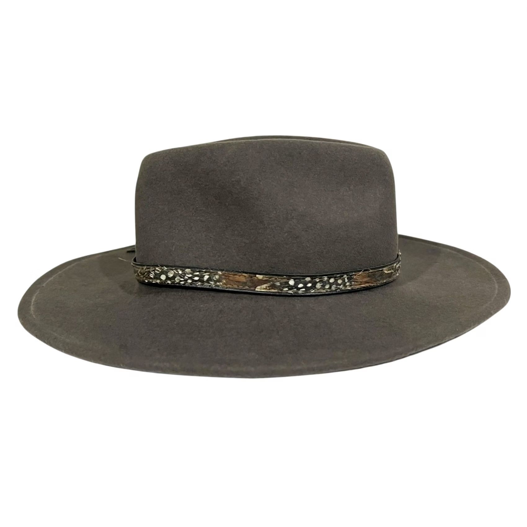CO VINTAGE Golden Gate Hat Co Panther Gray Wool Fedora Pheasant Feather Band Men’s Small Fedora Hat Cowboys Western Mens Small Gray Wool Fedora Hat Size US 29 - 6 Thumbnail