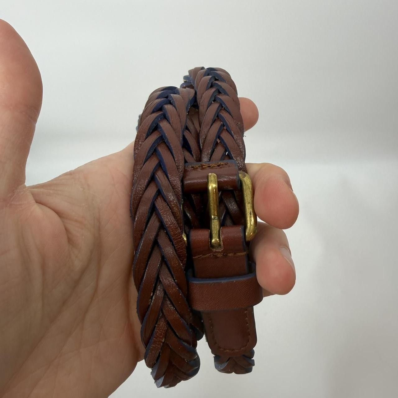 Gap Gap Women’s Brown Braided Leather Belt Boho Woven Gold Size ONE SIZE - 1 Thumbnail