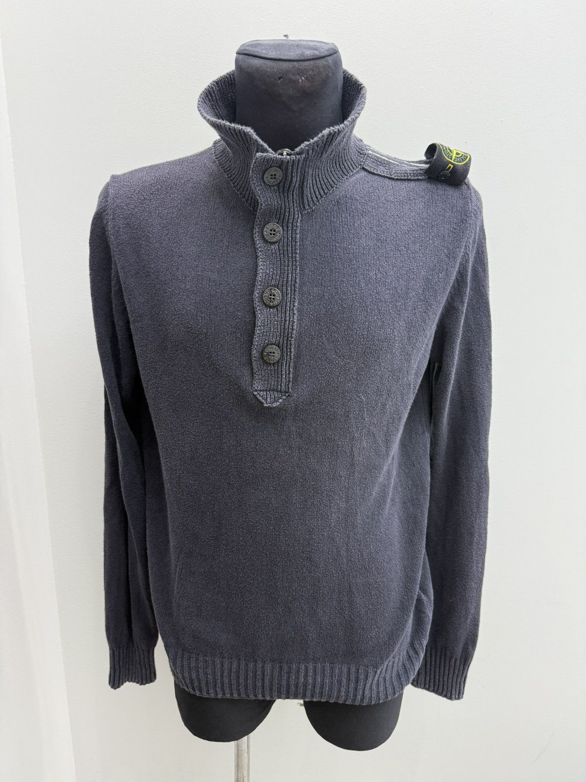 Stone Island Vintage Stone Island Shoelder Badge Knit Cotton Zip Sweater Size US XL / EU 56 / 4 - 2 Thumbnail