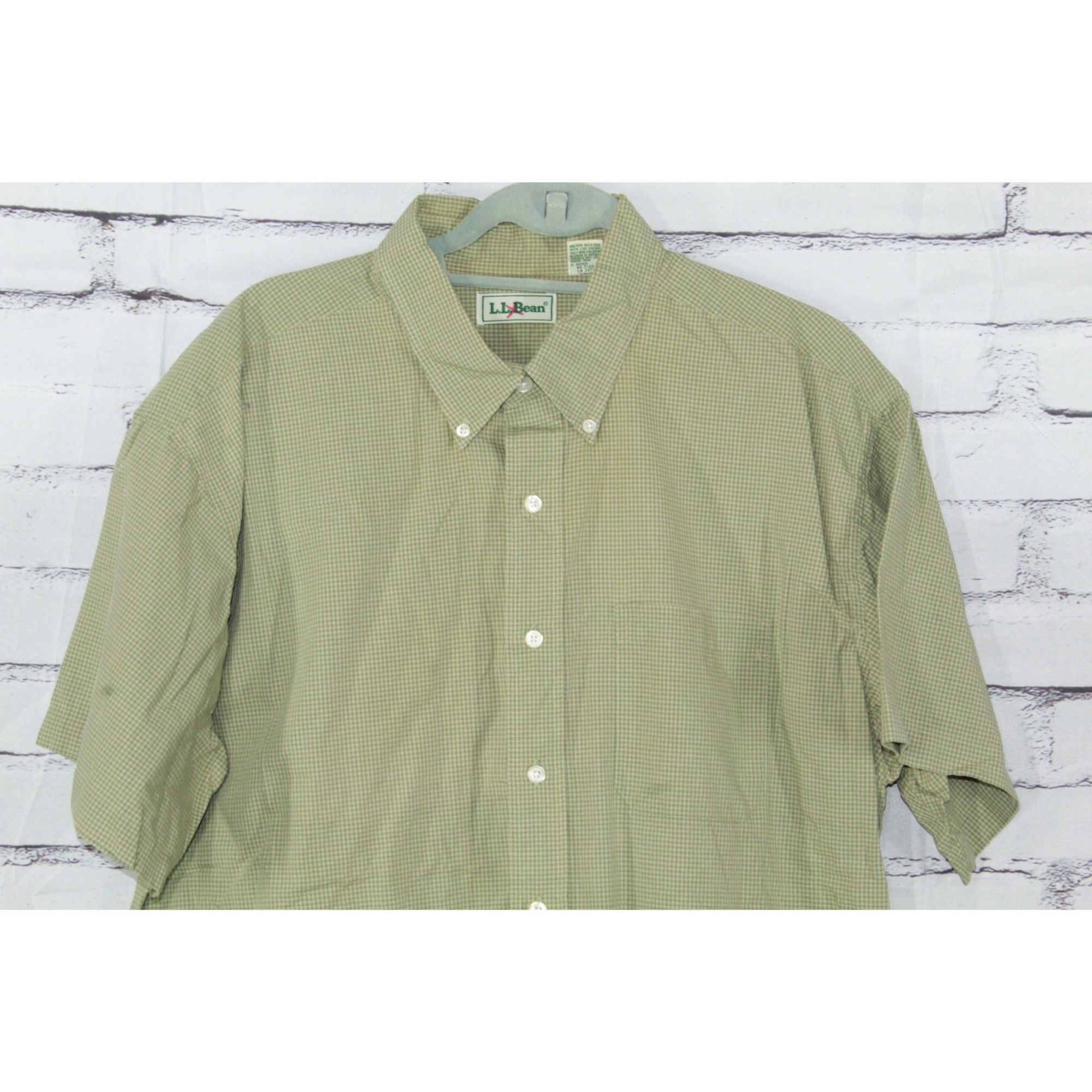 L.L. Bean LL Bean Shirt Mens Green Gingham Short Sleeve Button Up Dres Size US XL / EU 56 / 4 - 3 Thumbnail