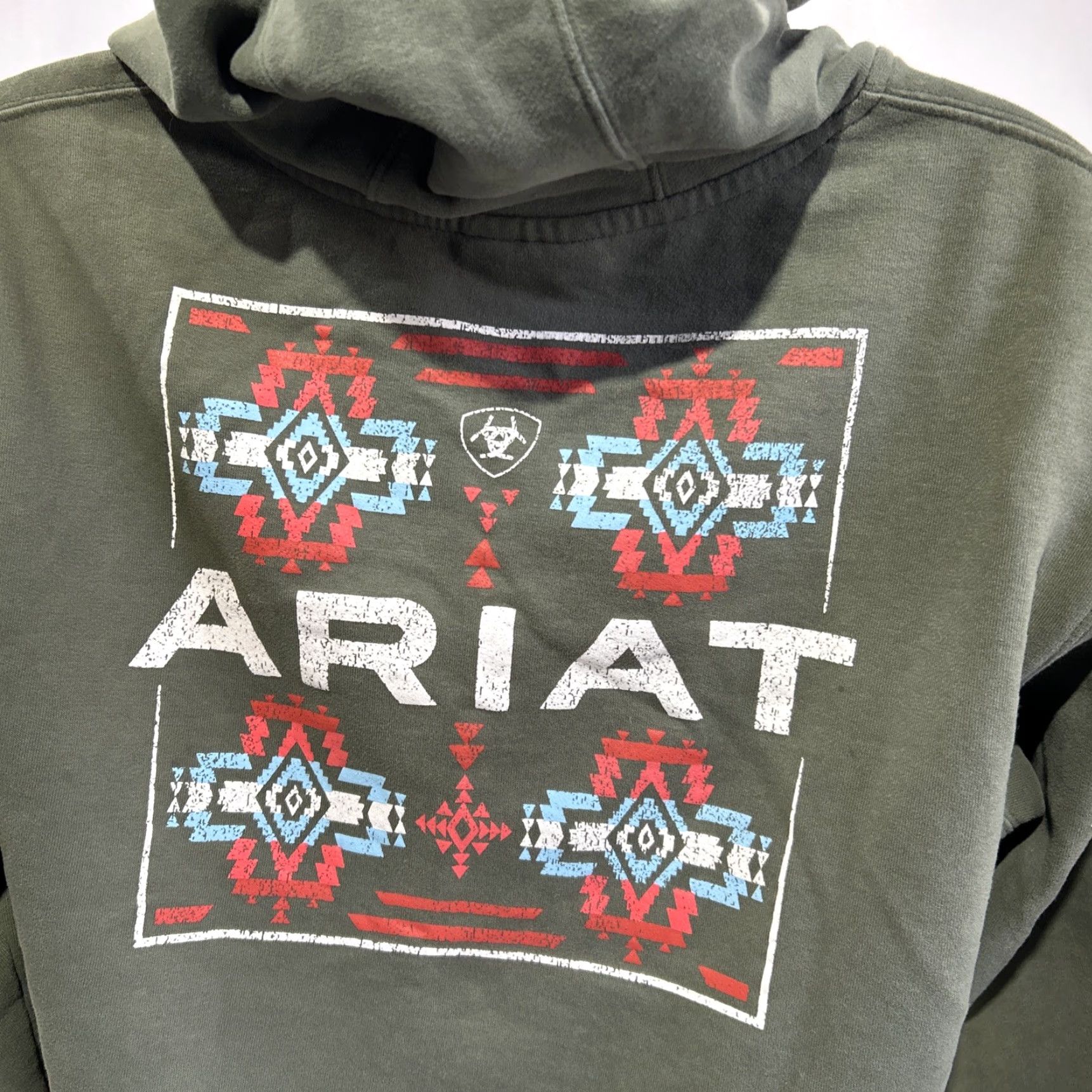 Ariat Ariat Hoodie Med Green Pullover Sweatshirt Logo Aztec Tribal Graphic Mens Green Hoodie Pullover Graphic Print USA 90s Size US M / EU 48-50 / 2 - 4 Thumbnail