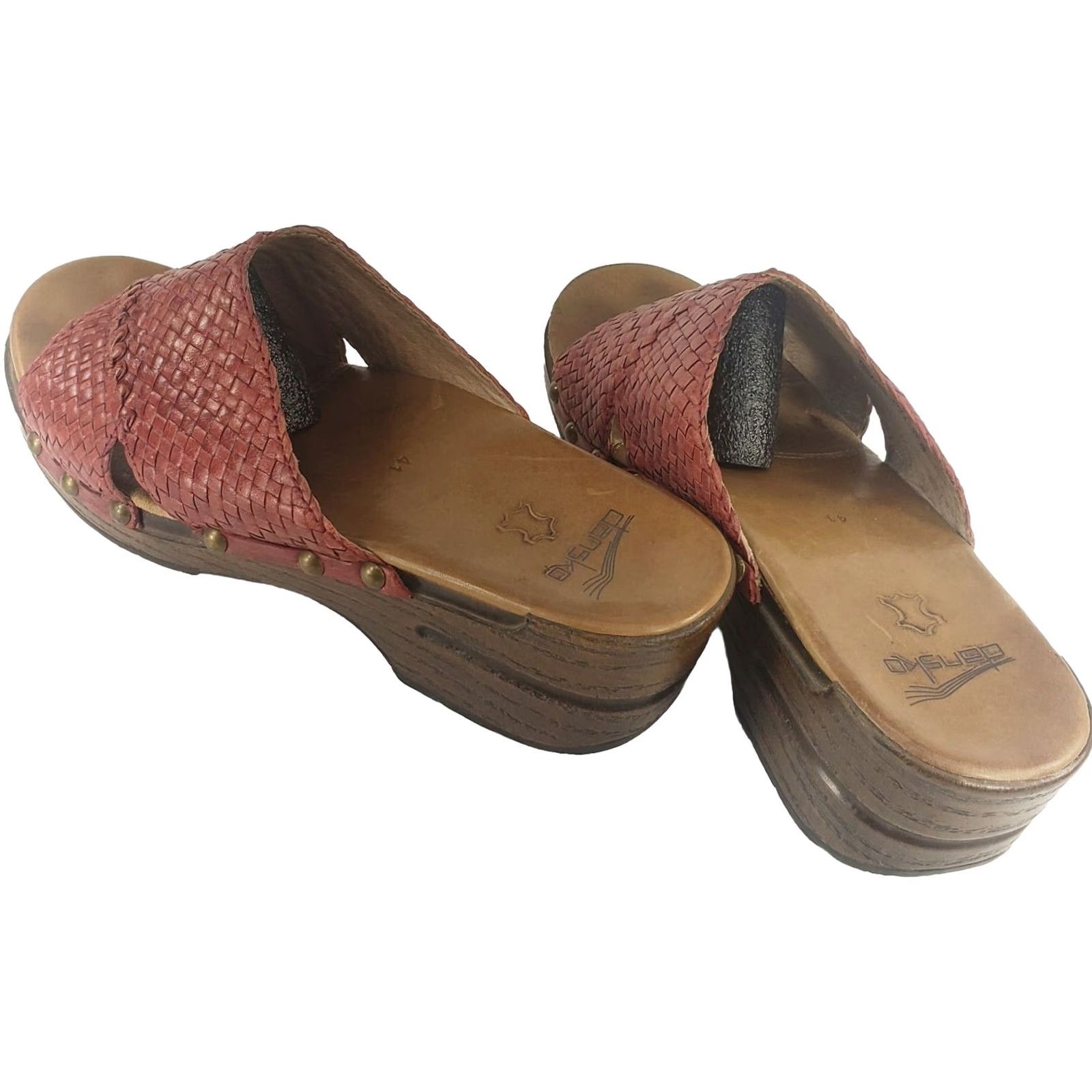 Dansko DANSKO Mila Woven Criss Cross Leather Slide Red Sandals Sz. 9.5-10 EU 41 Mens Womens Girls Boys Size US 9.5 / IT 39.5 - 5 Thumbnail