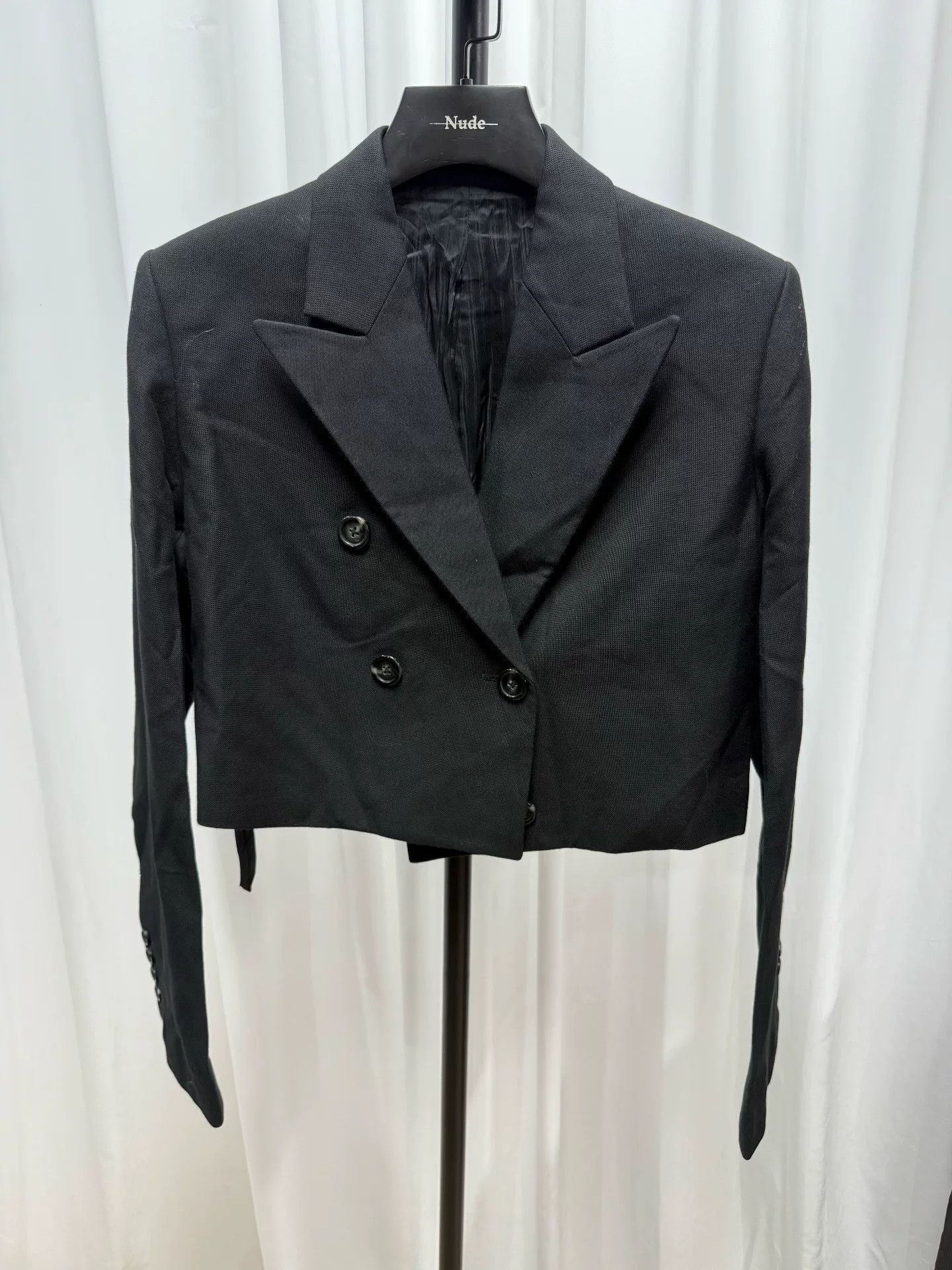 Short Black Wool Suit Jacket