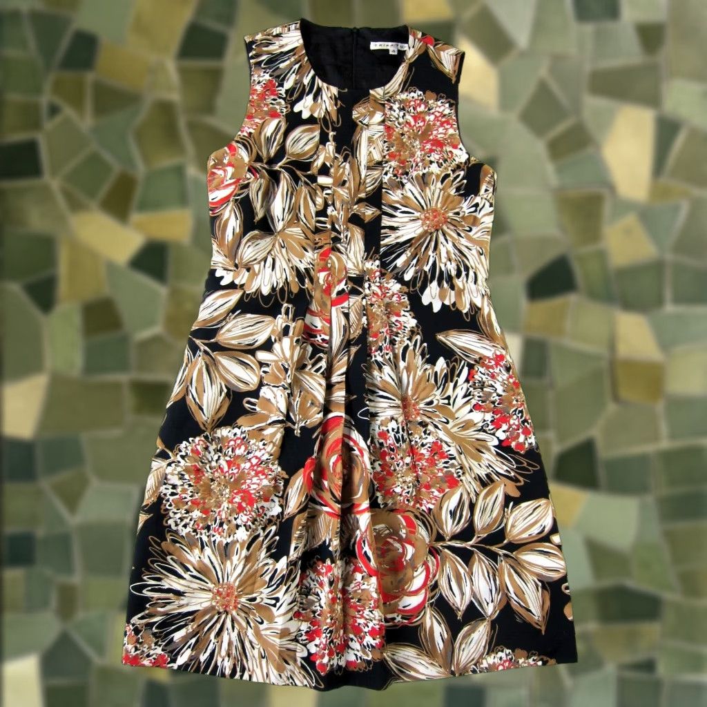 Trina Turk Trina Turk Black Floral Sleeveless Sheath Shift Tank Dress 4 Womens Size S / US 4 / IT 40 - 1 Thumbnail