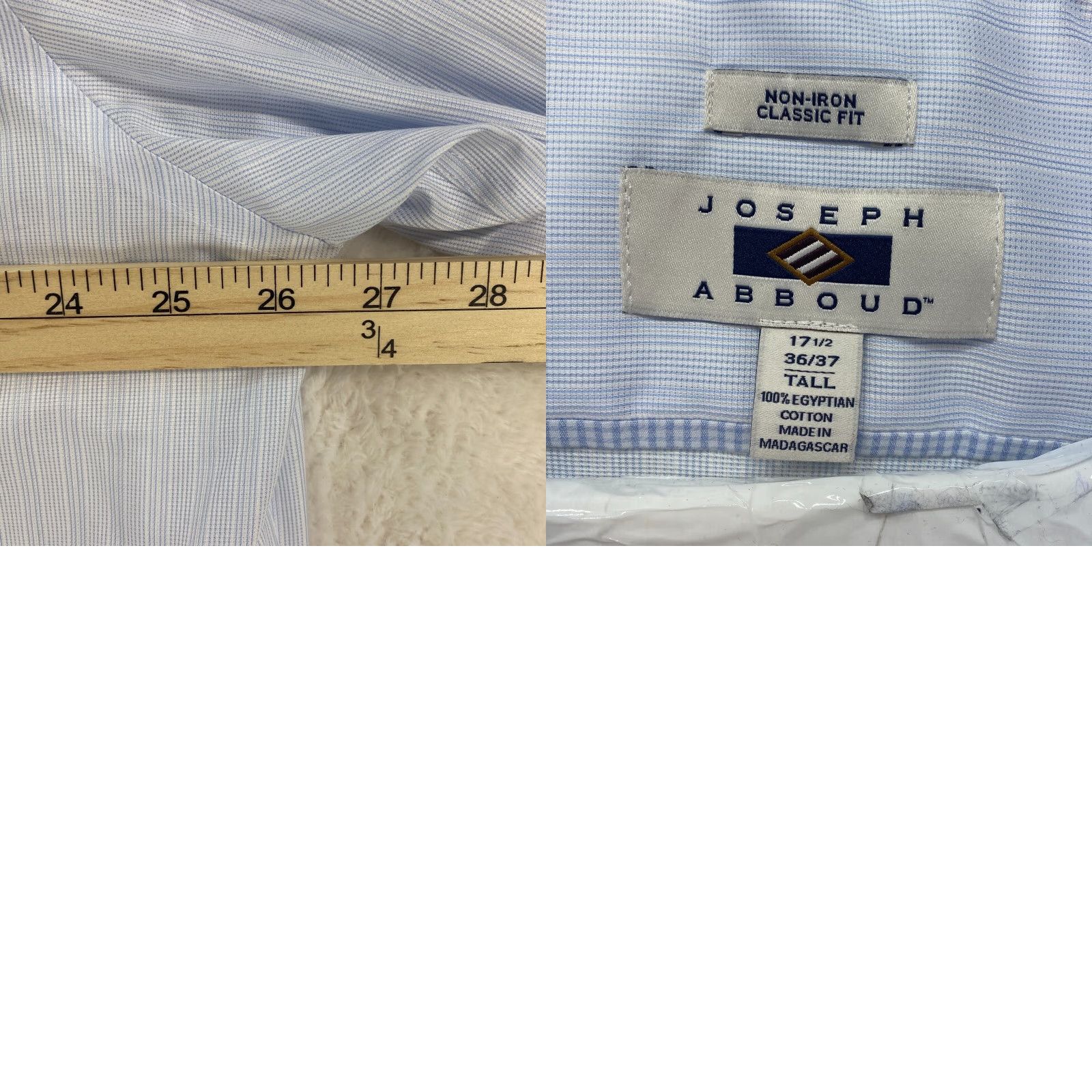Joseph Abboud Joseph Abboud Dress Shirt XL 17.5 36/37 Tall Non-Iron Classic Fit Blue NWT Shirt Mens XL 100 Egyptian Cotton NWT Size 48R - 8 Thumbnail